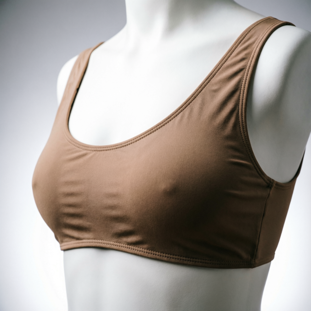 Close-up detail of a swimsuit's sewn-in bra pad, showcasing professional stitching and seamless construction for perfect fit and support.