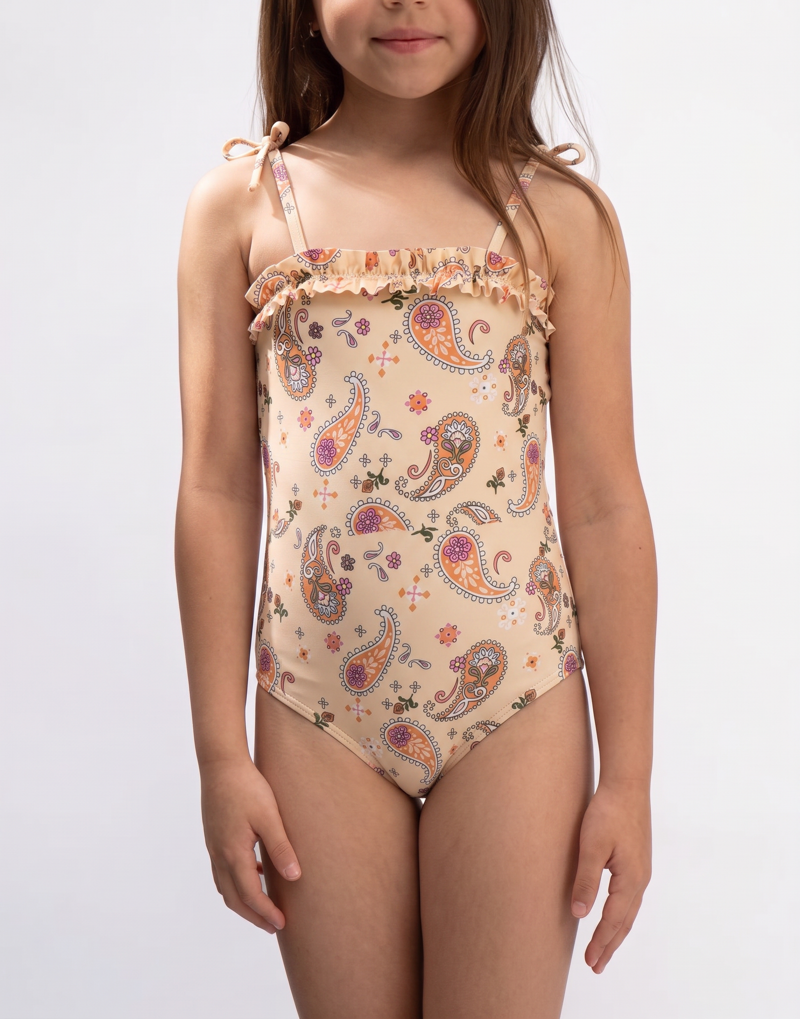 Ruffle Trim Tie-Strap One-Piece Swimsuit