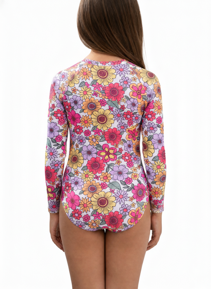Long-Sleeve Zip-Front One-Piece Swimsuit