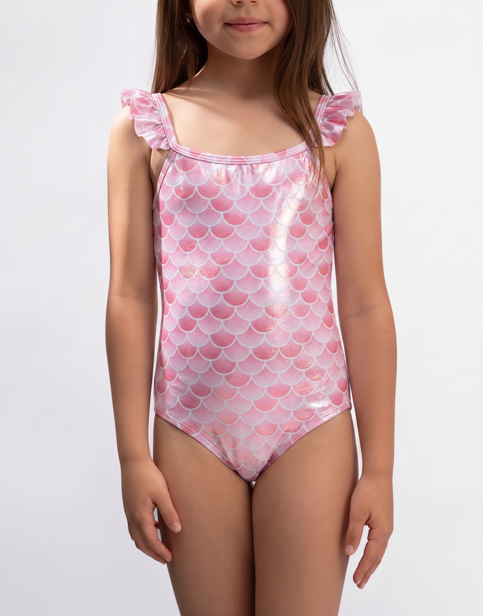 Ruffle-Strap Square-Neck One-Piece Swimsuit