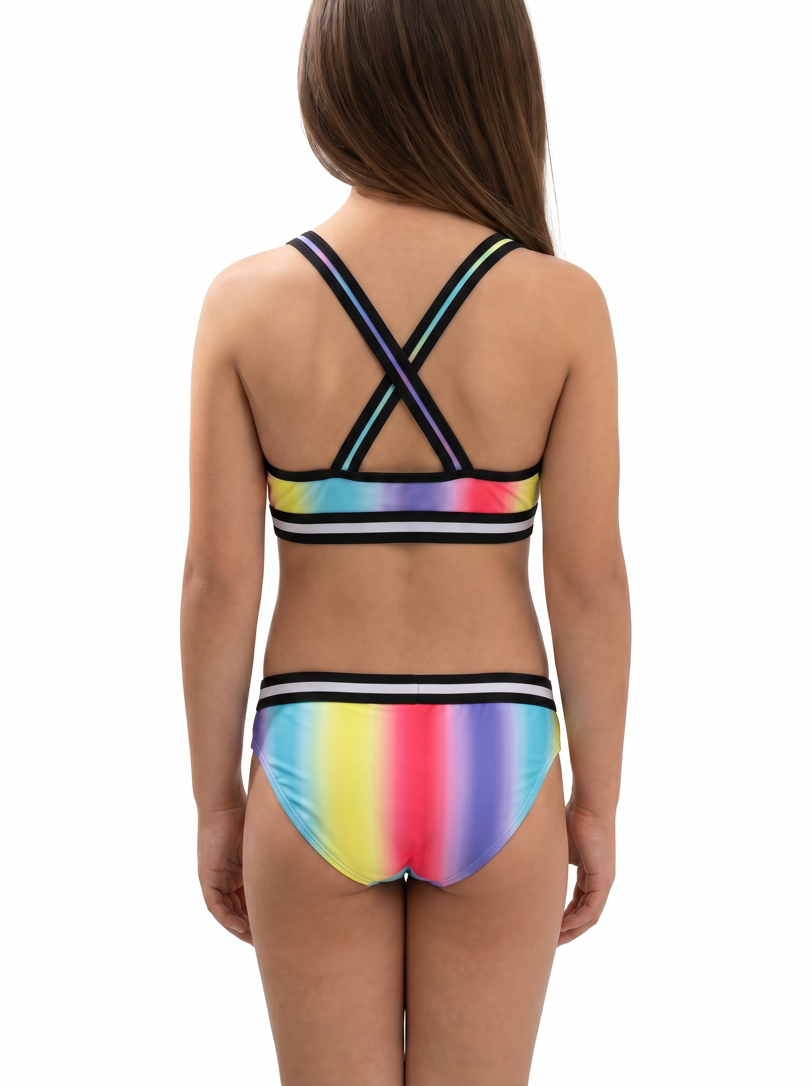 Crossback Crop Top and High-Waist Bikini Set