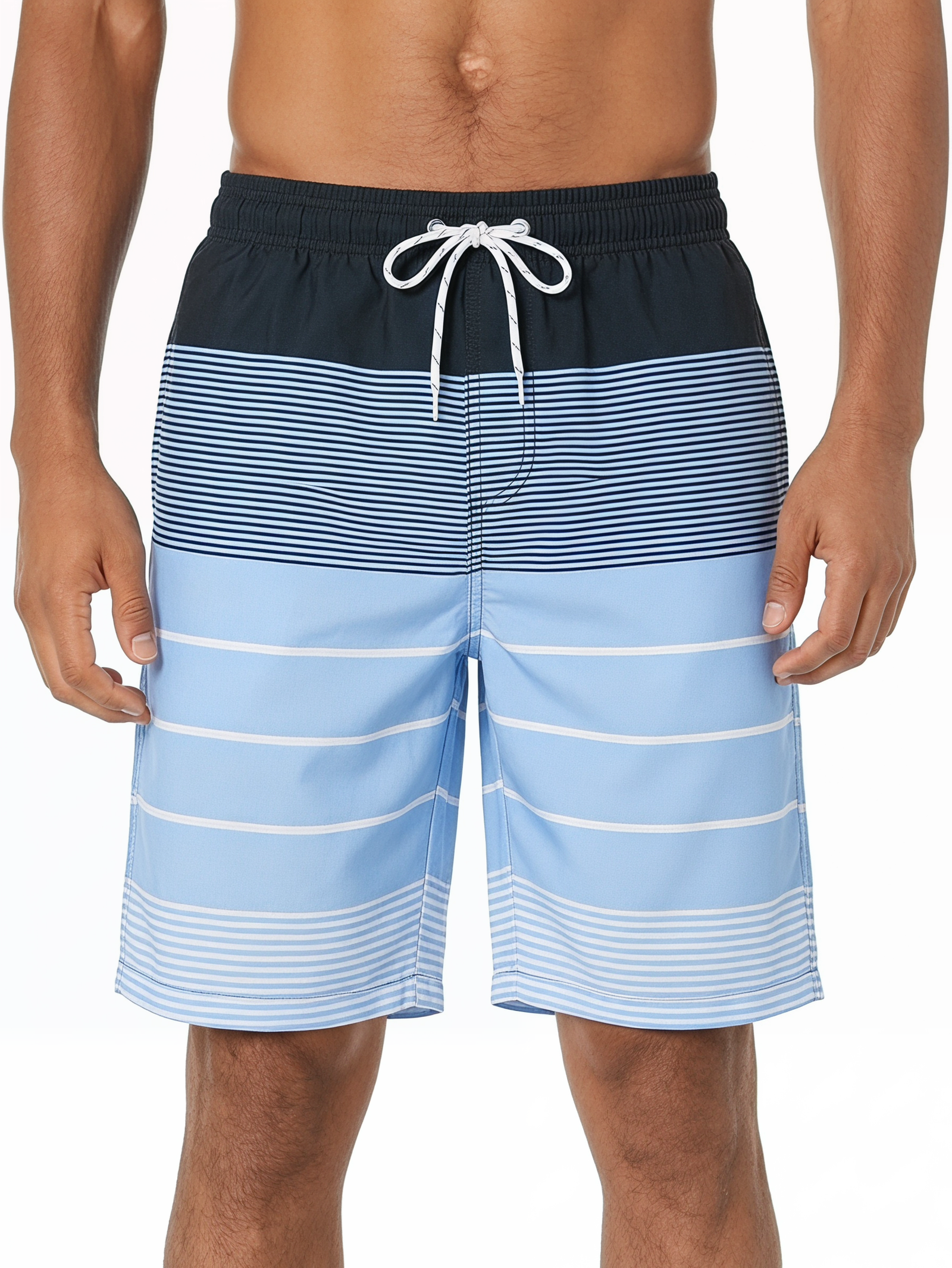 Elastic-Waist Drawstring Swim Trunks