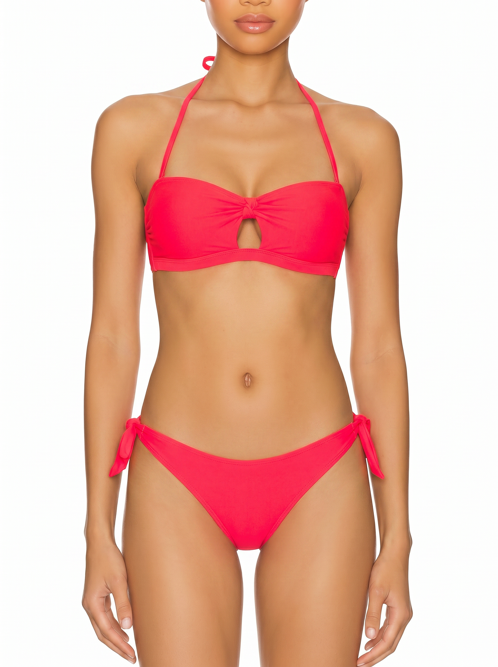 Keyhole Halter Bandeau Bikini Set