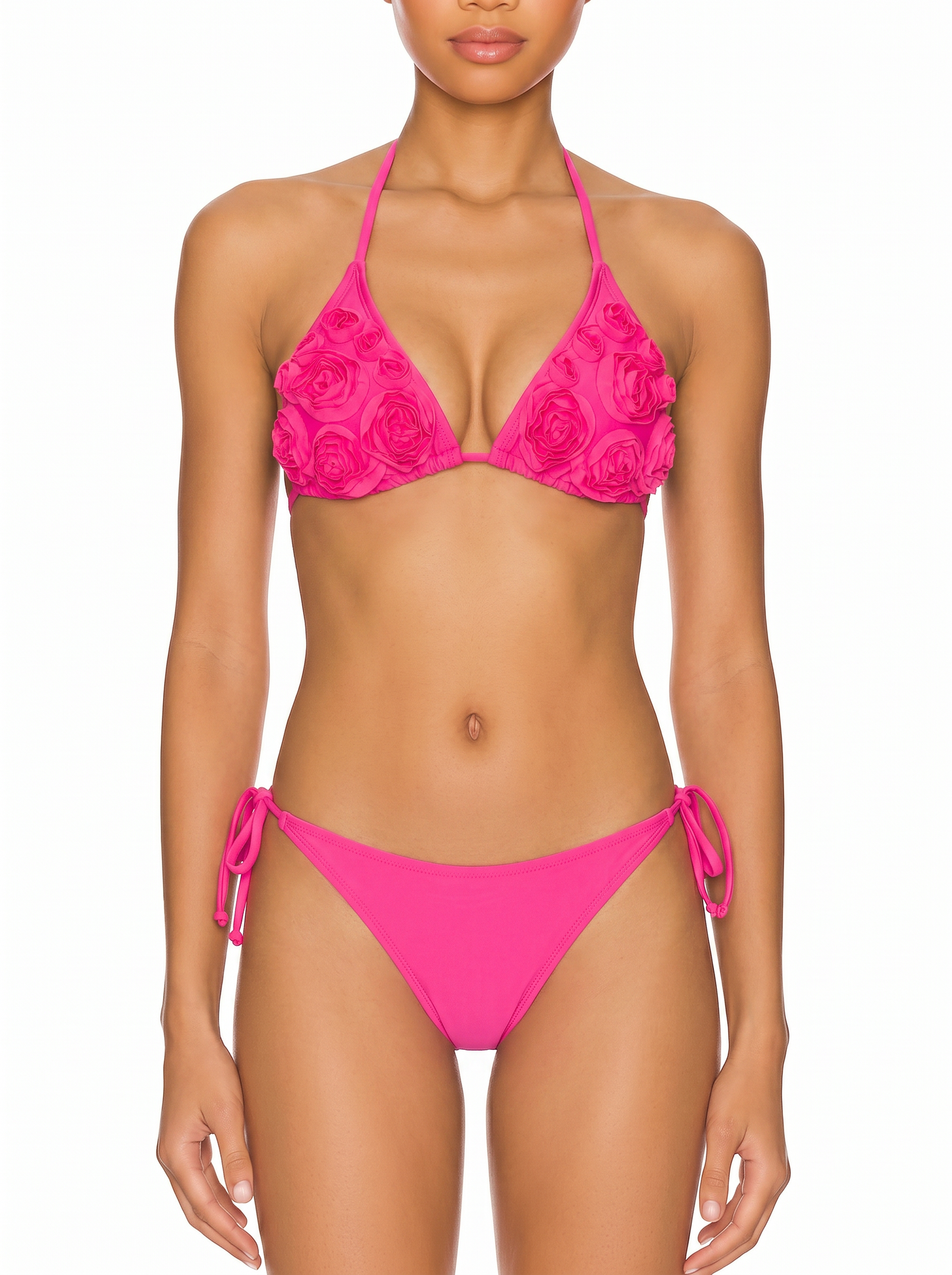 Textured Triangle Halter Bikini Set