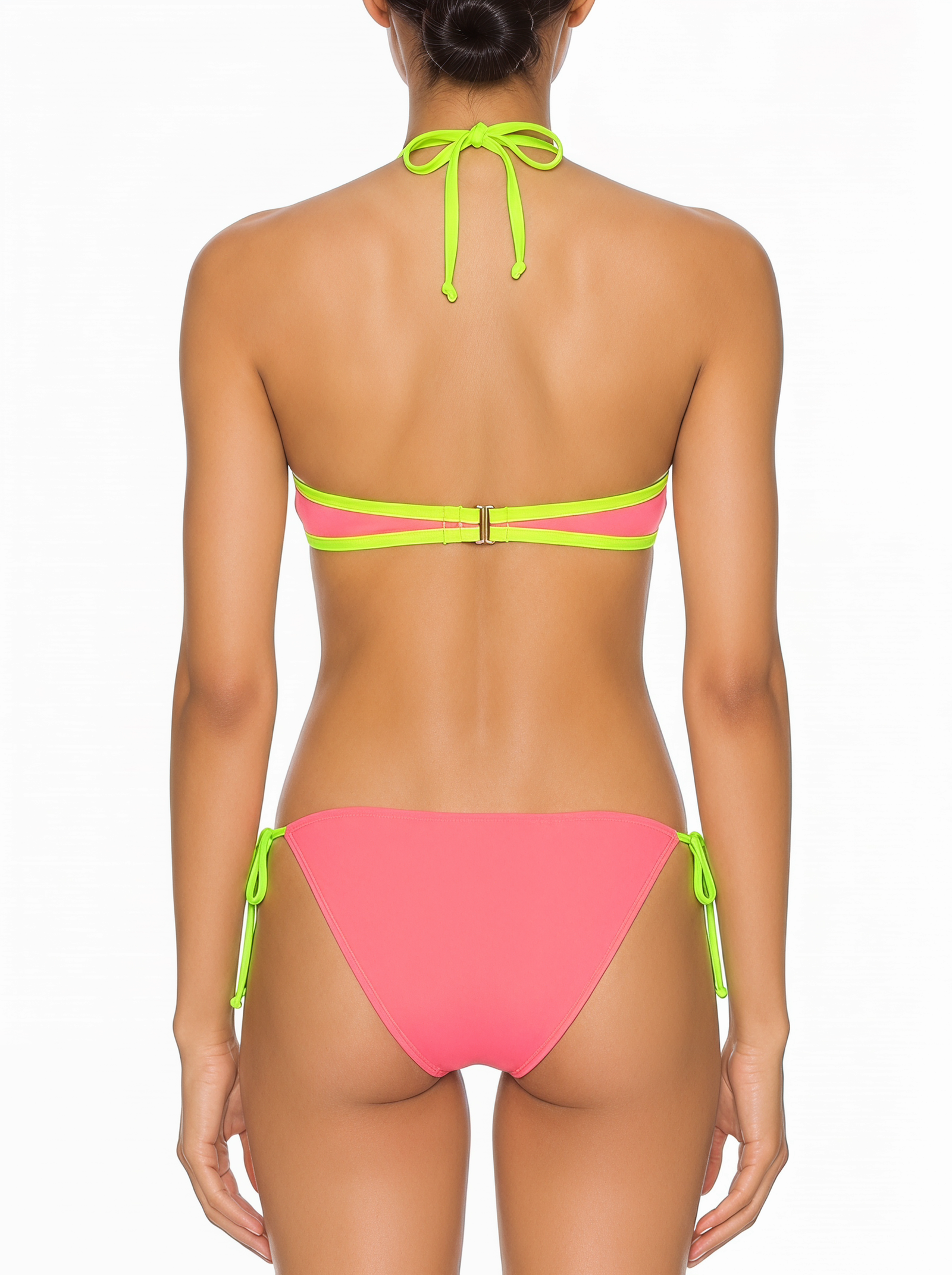 Colorblock Halter Underwire Bikini Set