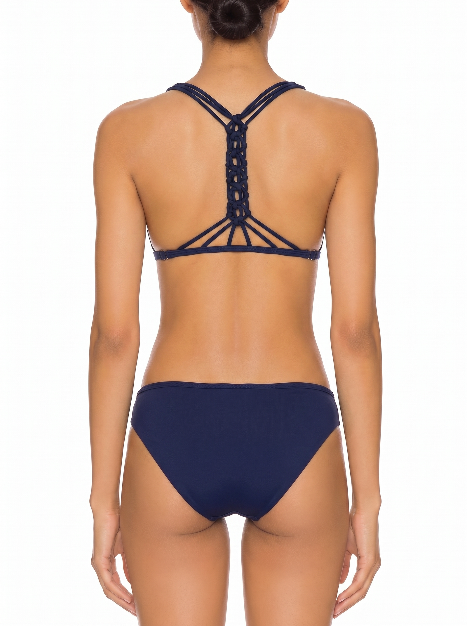 Lace-Up Back Triangle Bikini Set