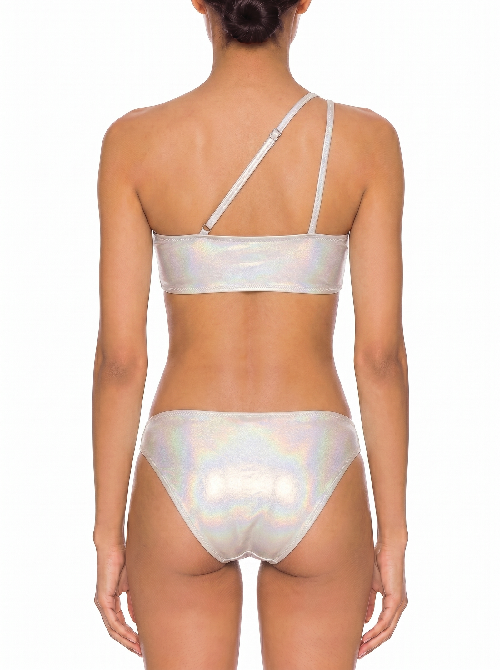 Asymmetric Strap Crop Top Bikini Set