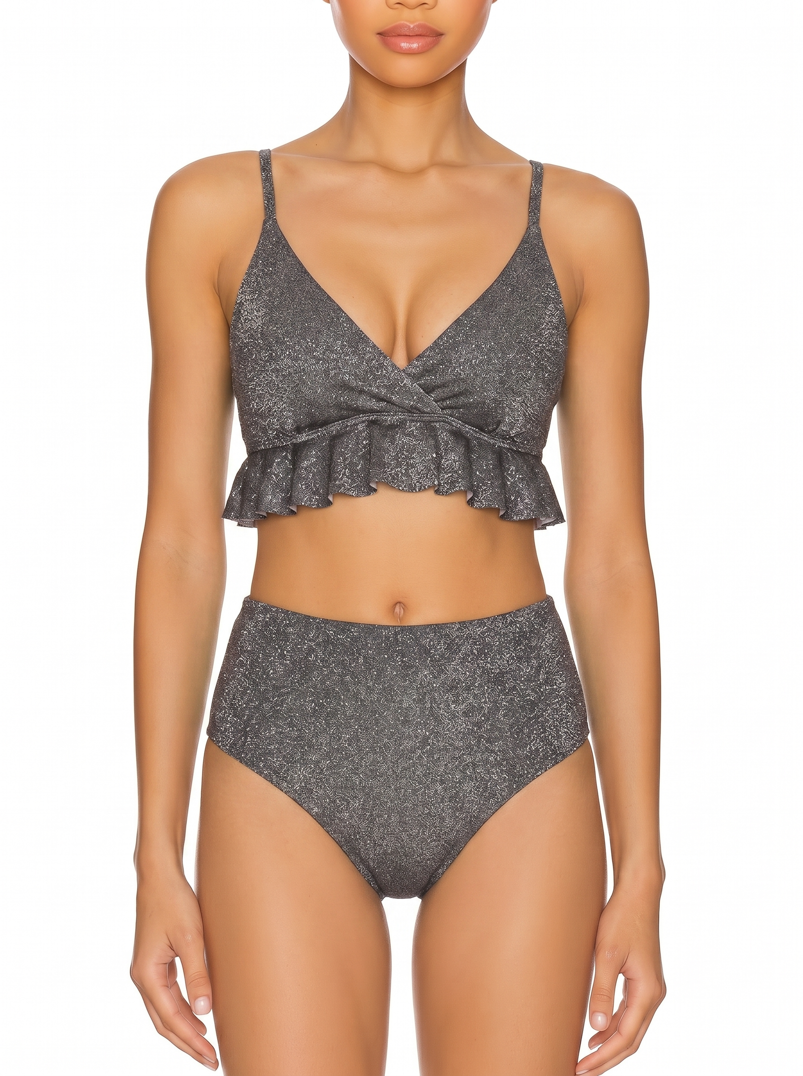 Ruffle Peplum Crossback Bikini Set