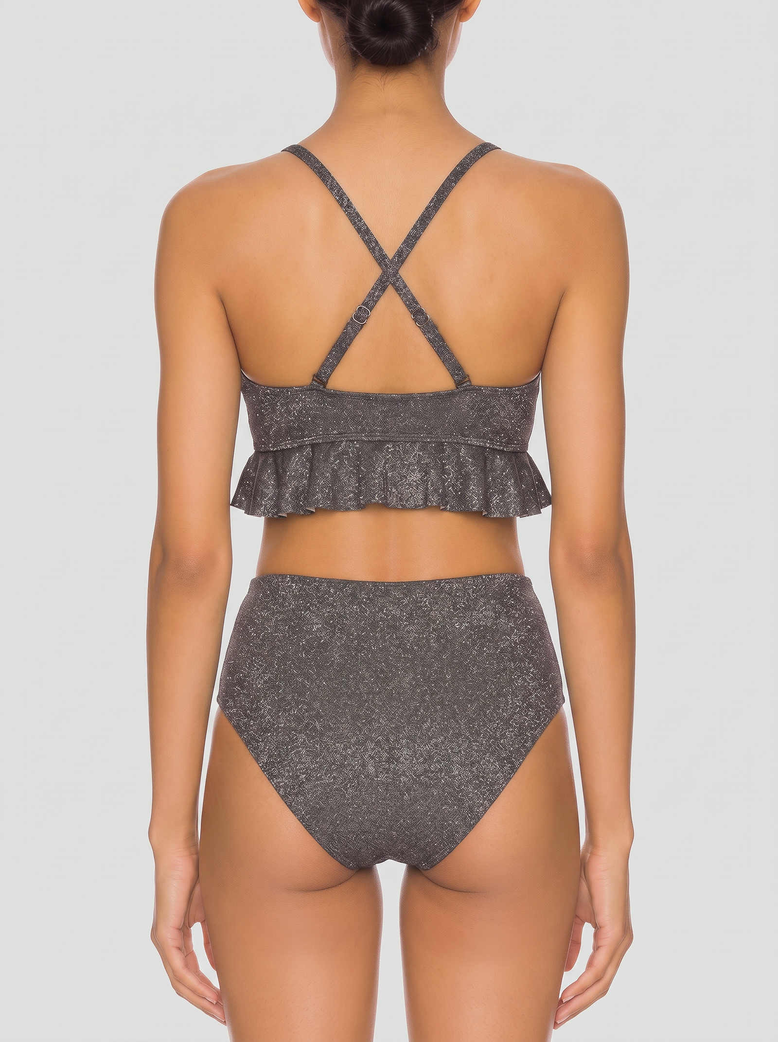 Ruffle Peplum Crossback Bikini Set
