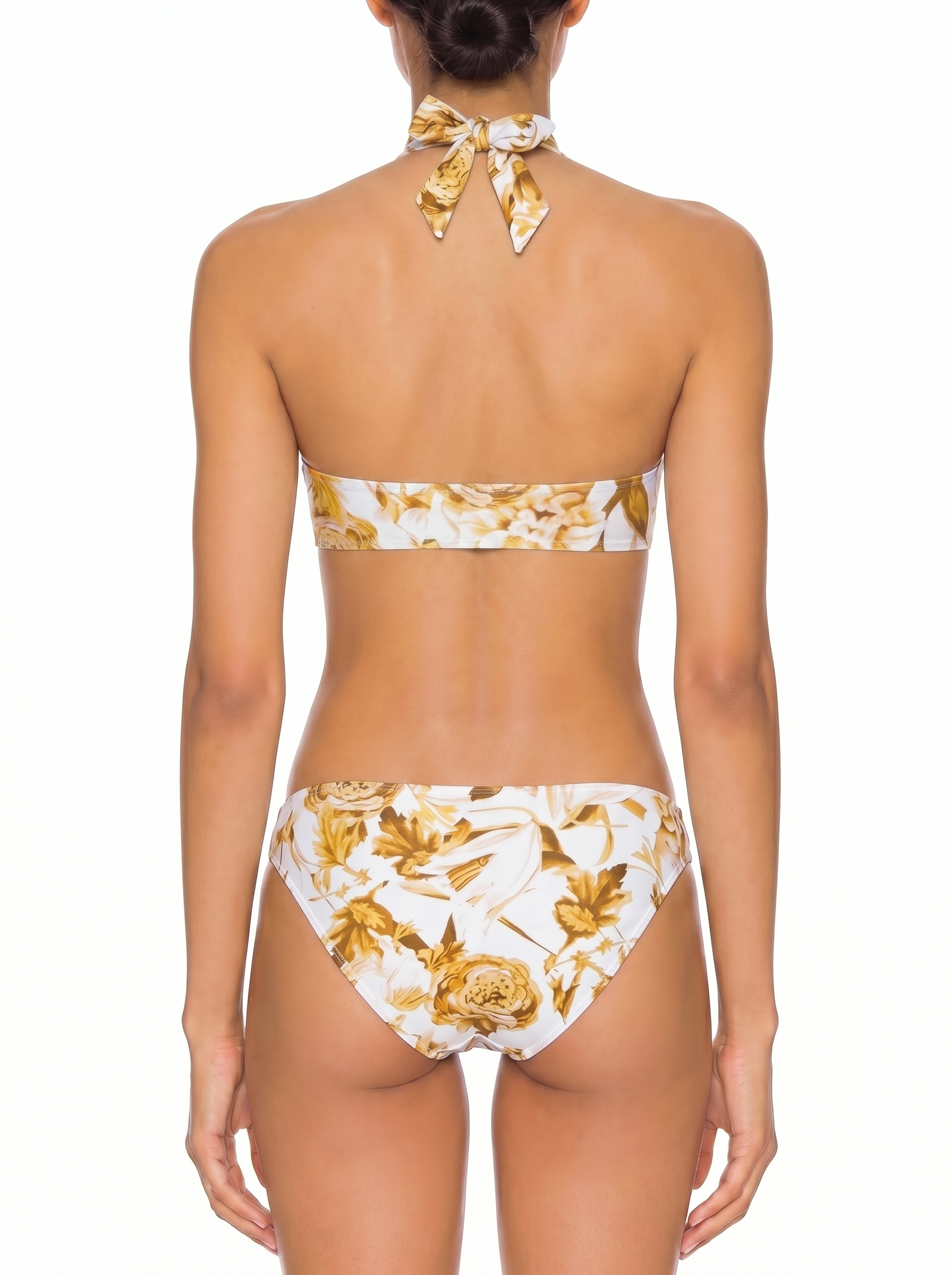Ring-Detail Halter Bandeau Bikini Set