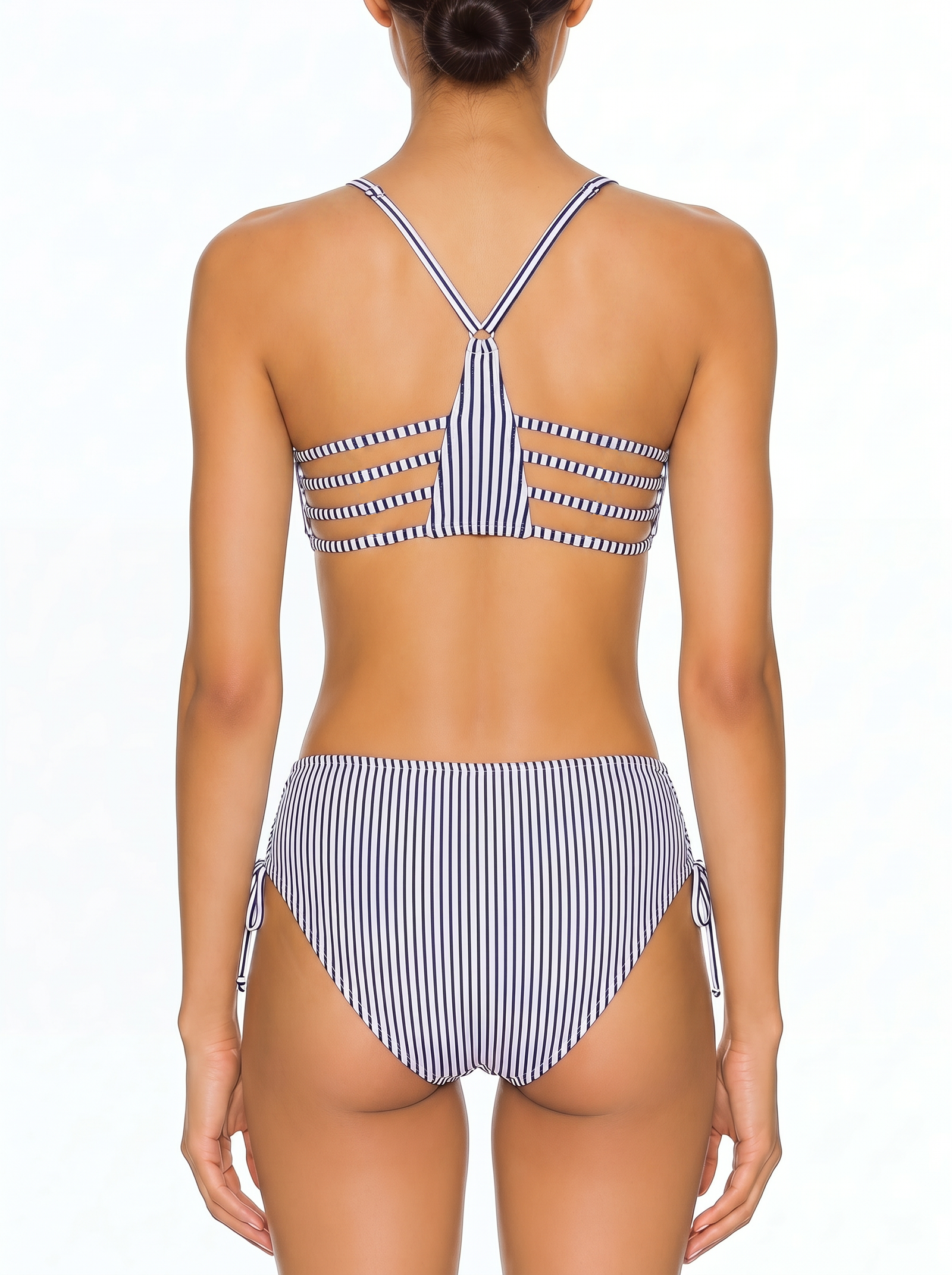 Strappy Back Ruched Bikini Set