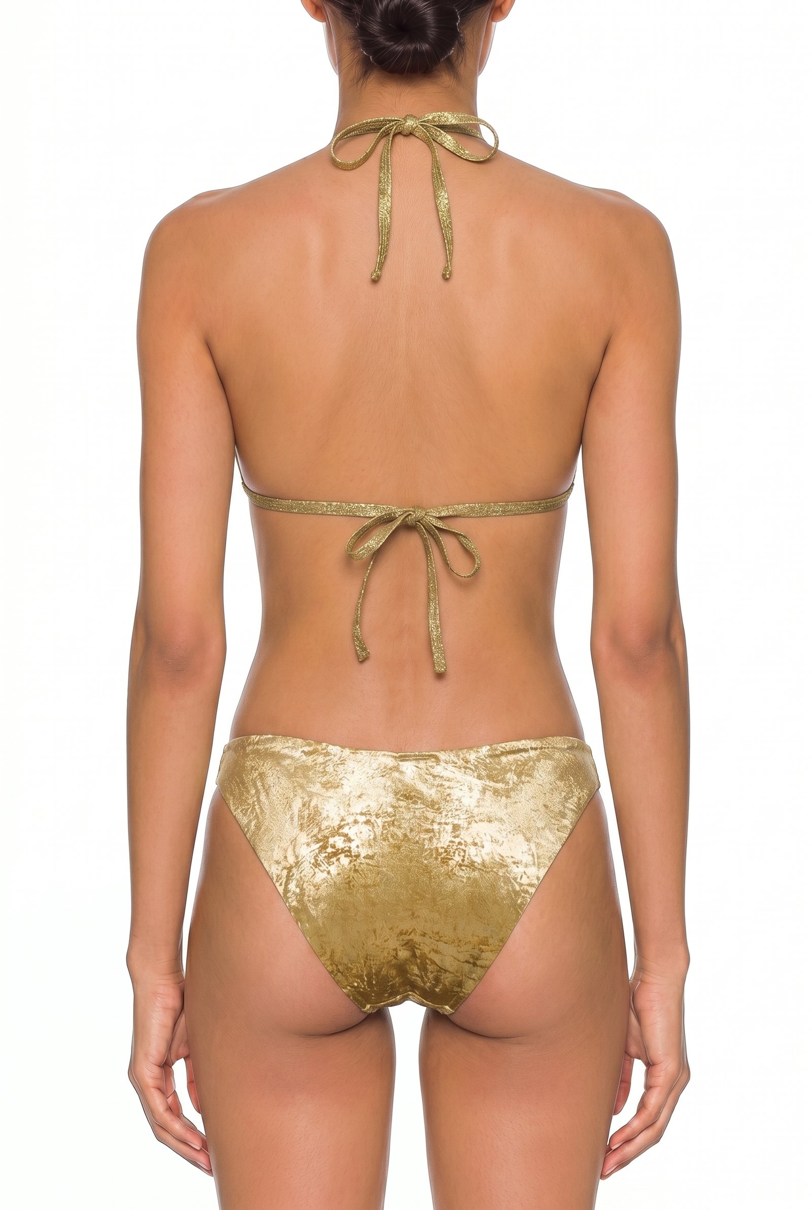 Halter Triangle Bikini Set with Hardware Accent