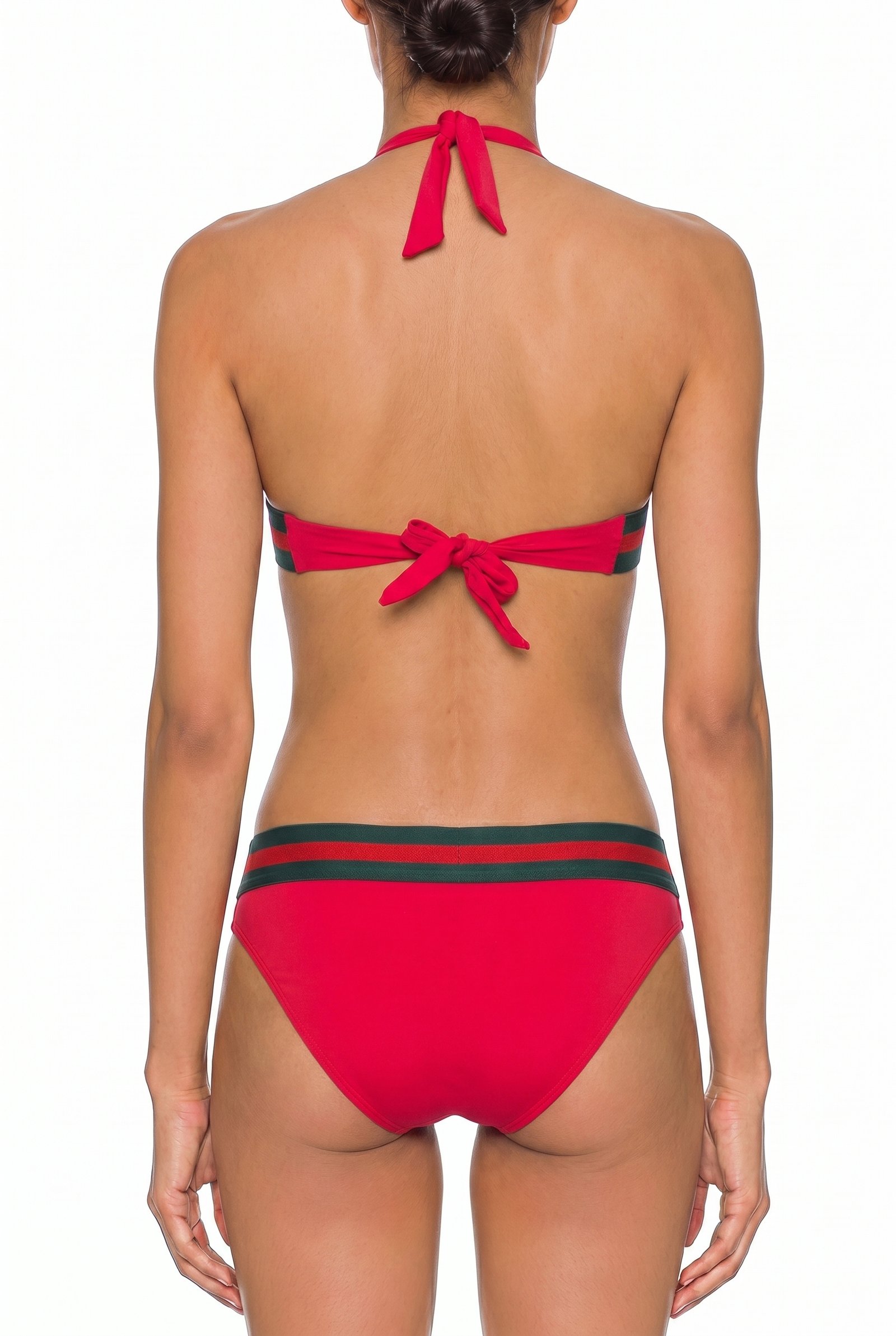 Striped Band Halter Triangle Bikini Set