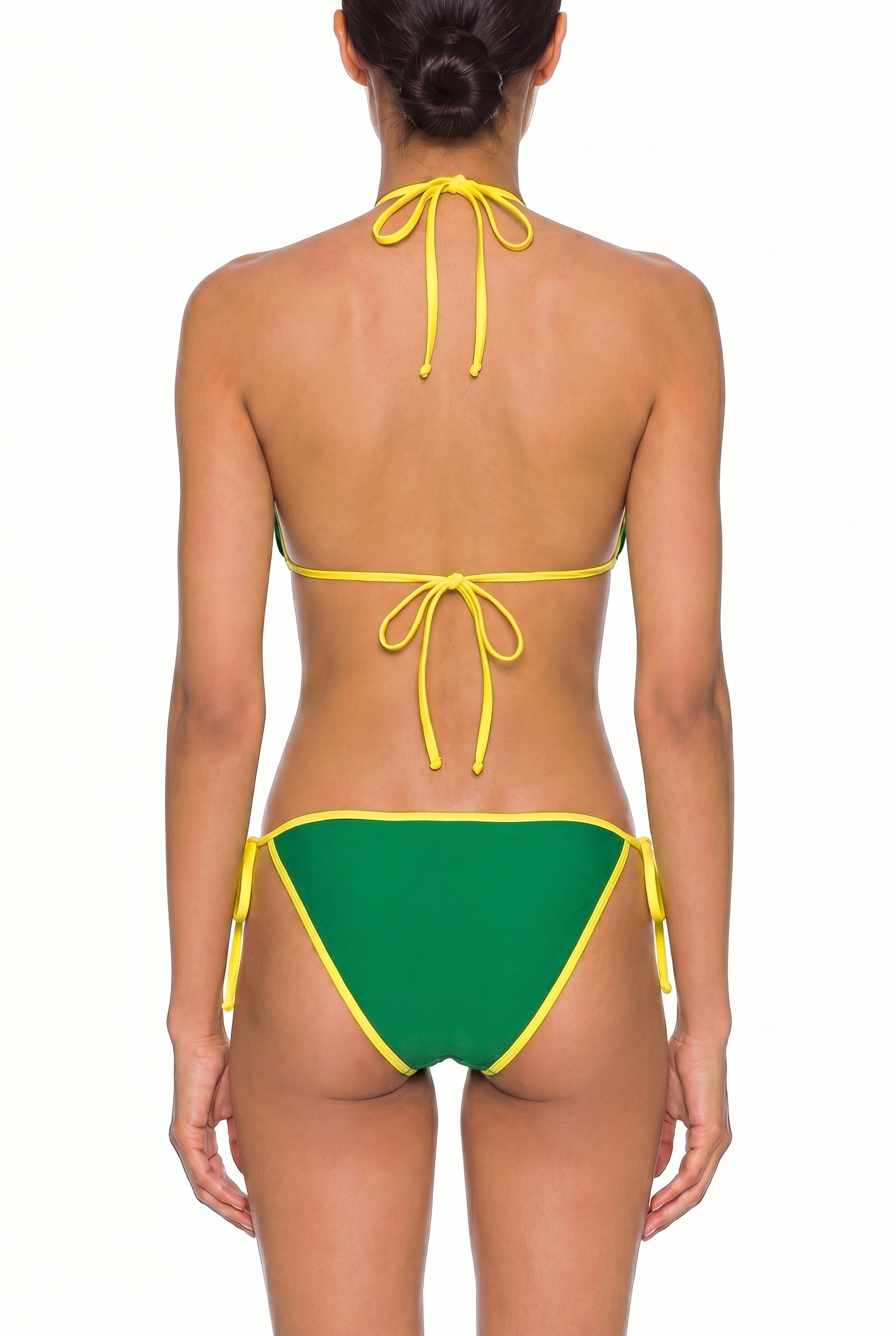 Piped Halter Triangle Bikini Set