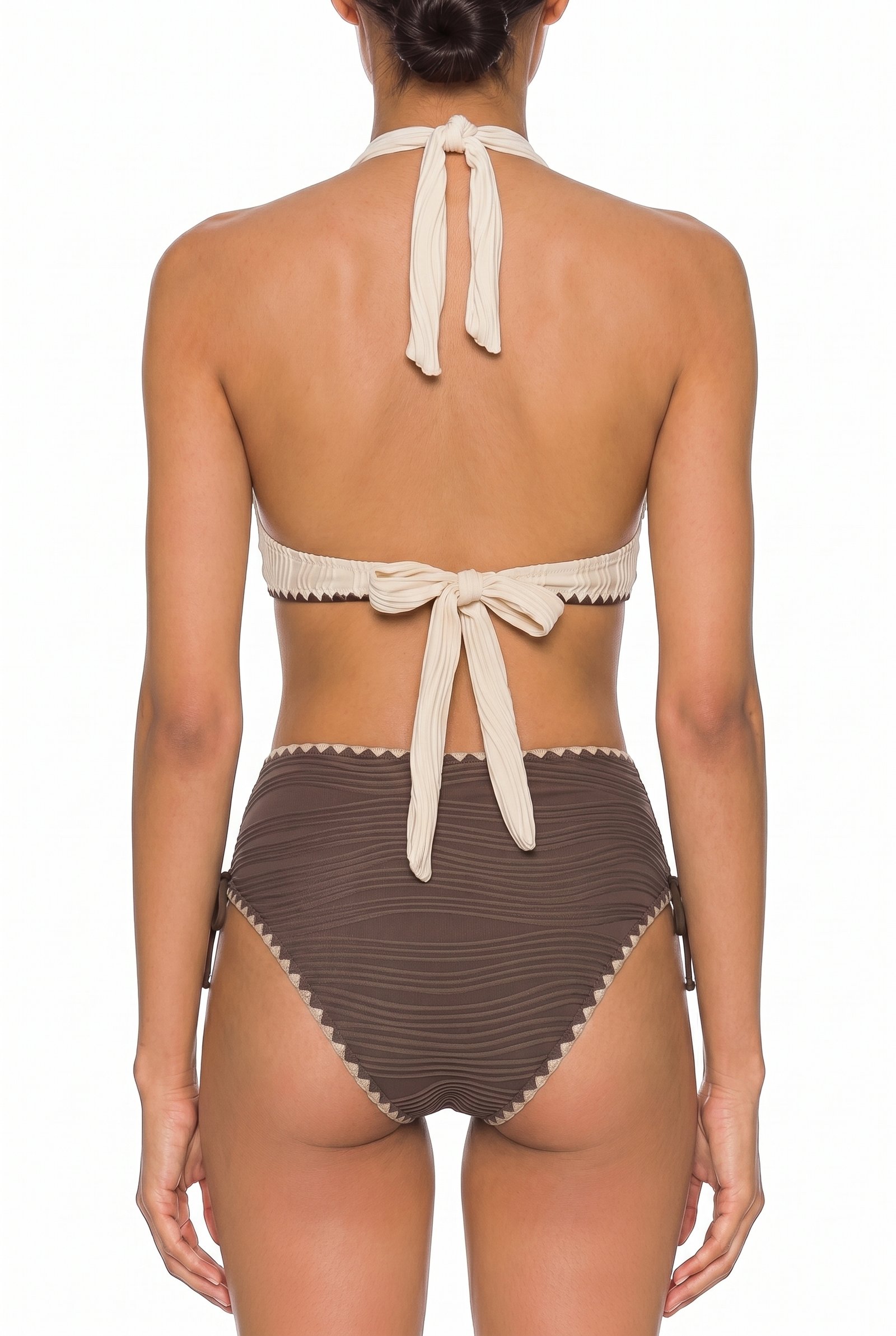 Plissé Halter Triangle Bikini Set