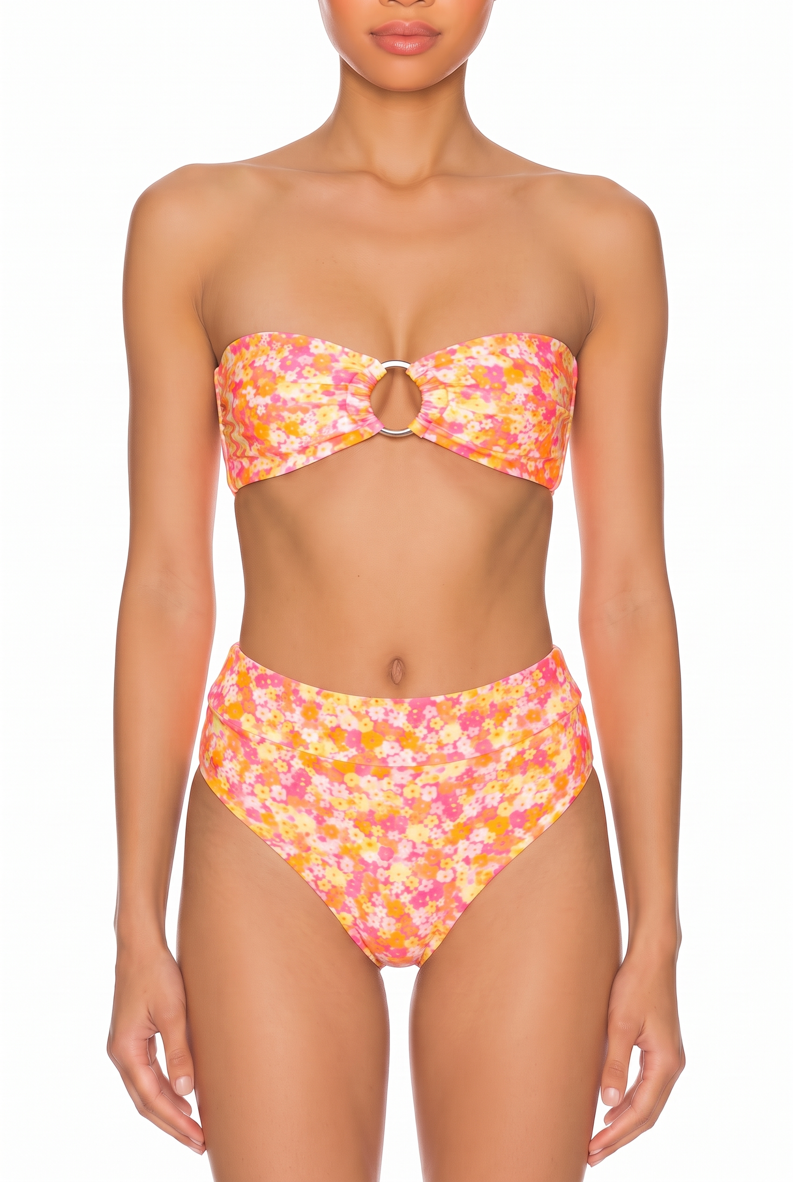 Ring-Accent Bandeau Bikini Set