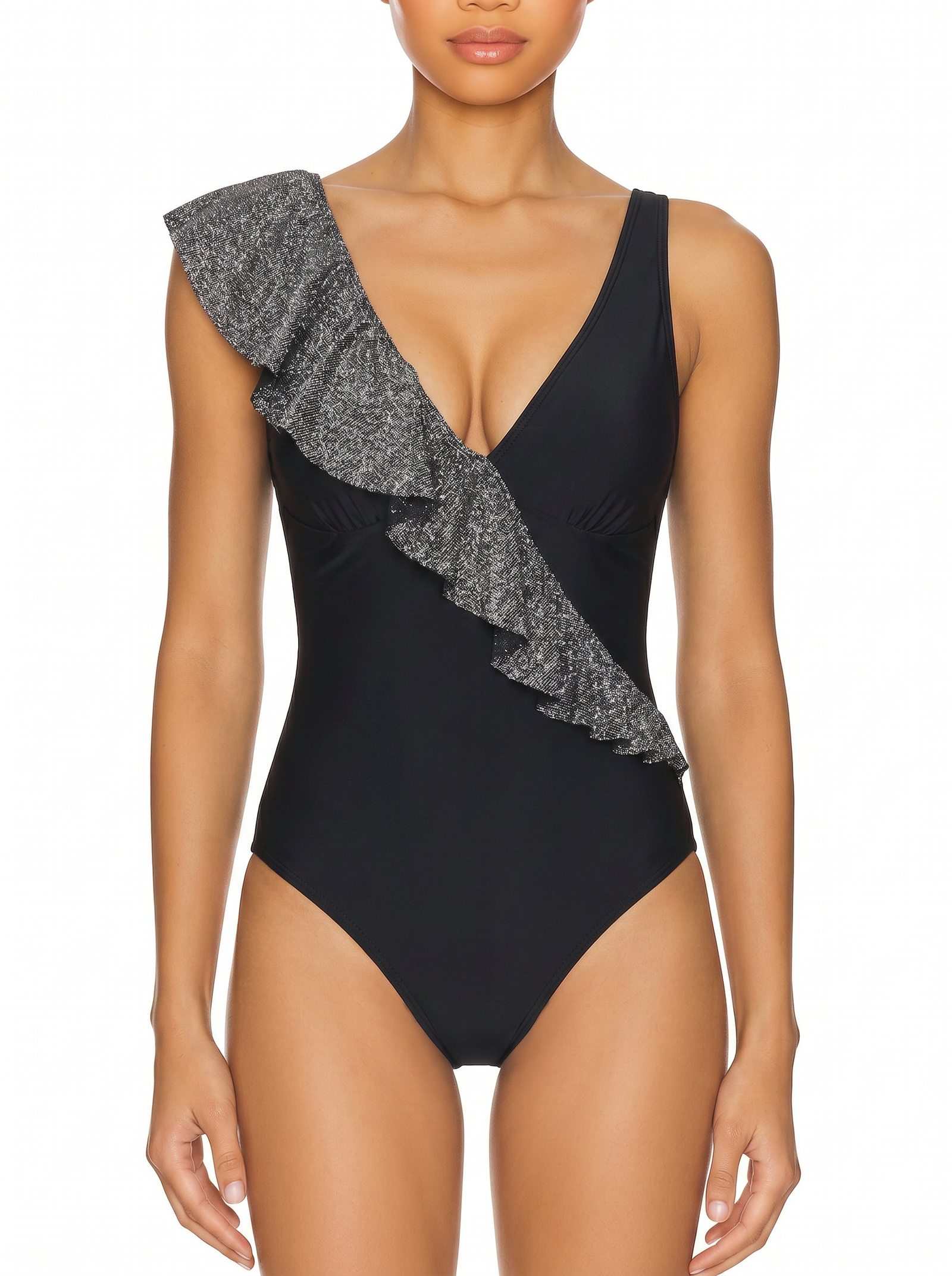 One-Shoulder Ruffle One-Piece Swimsuit