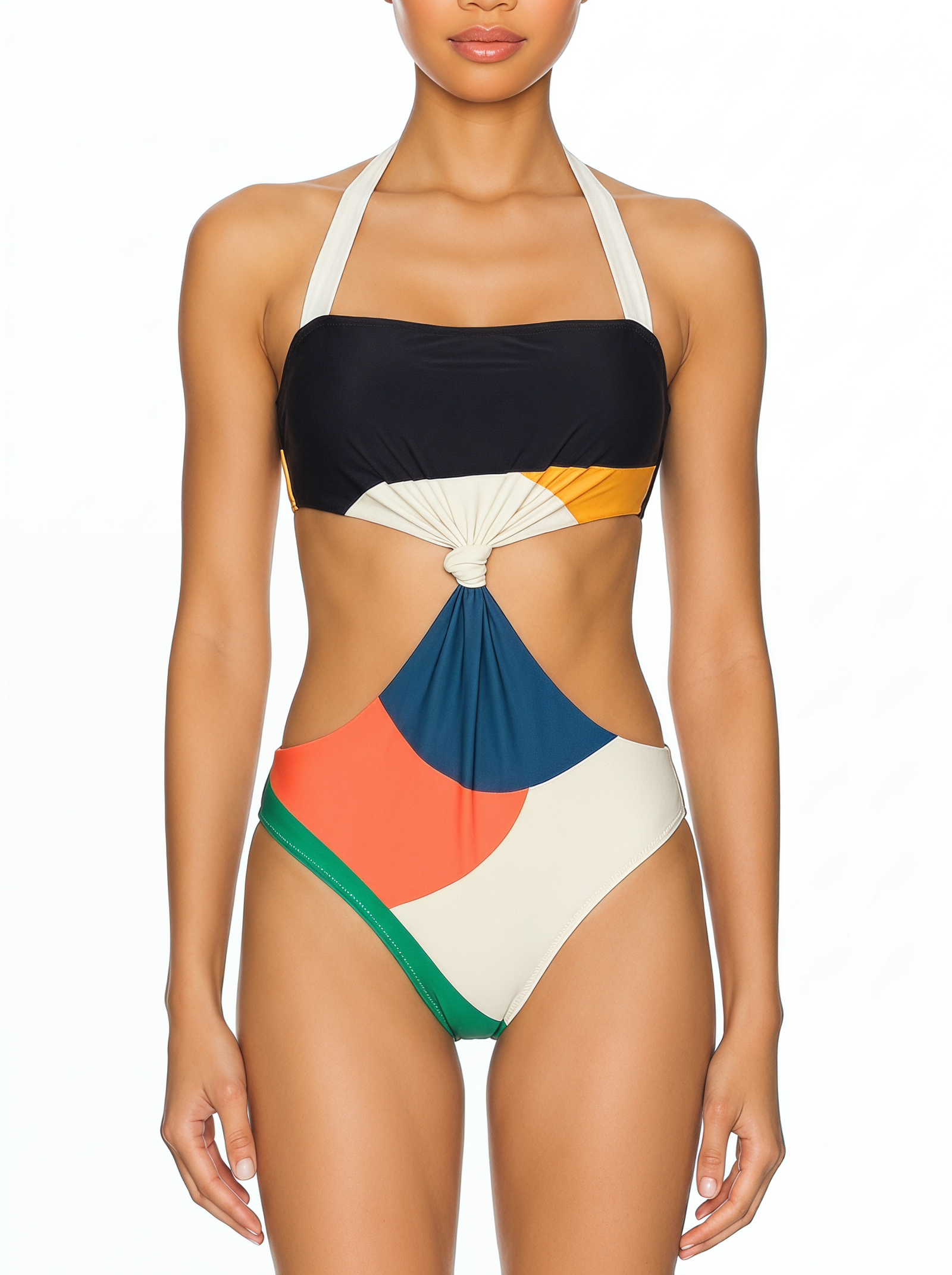 Halter Bandeau Monokini with Center Knot