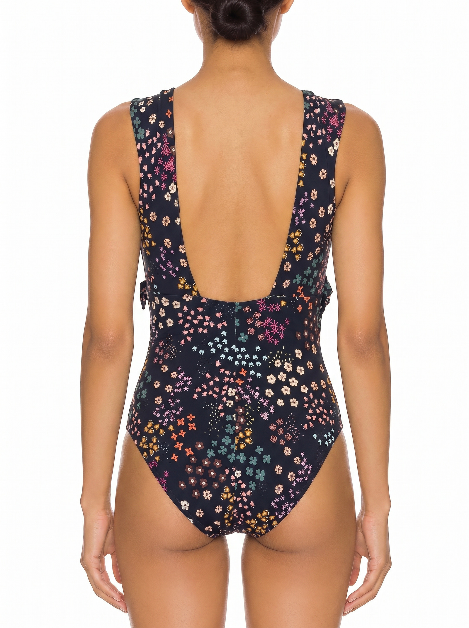 Plunge Neck Ruched One-Piece Swimsuit