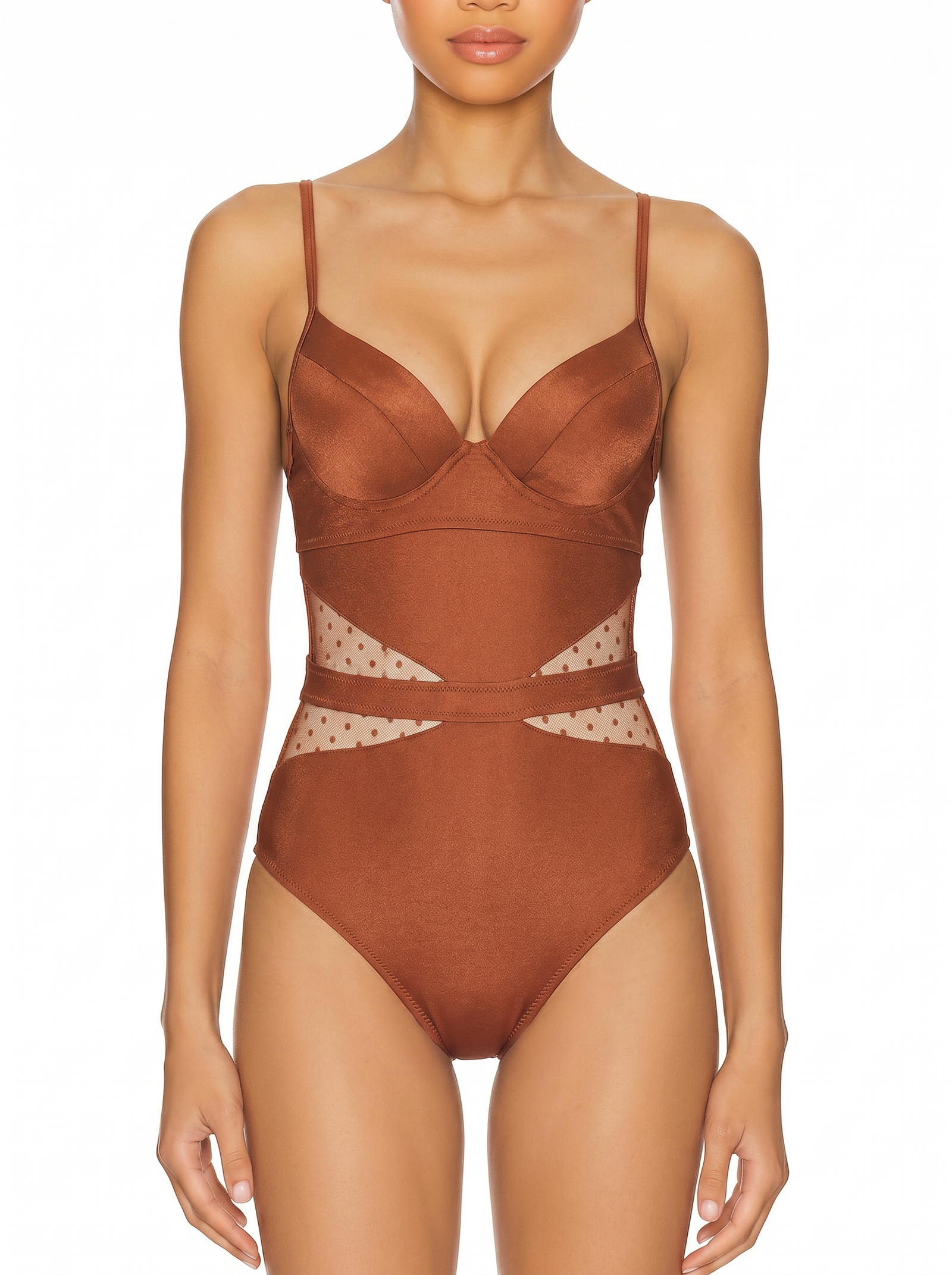 Mesh-Panel Underwire One-Piece Swimsuit