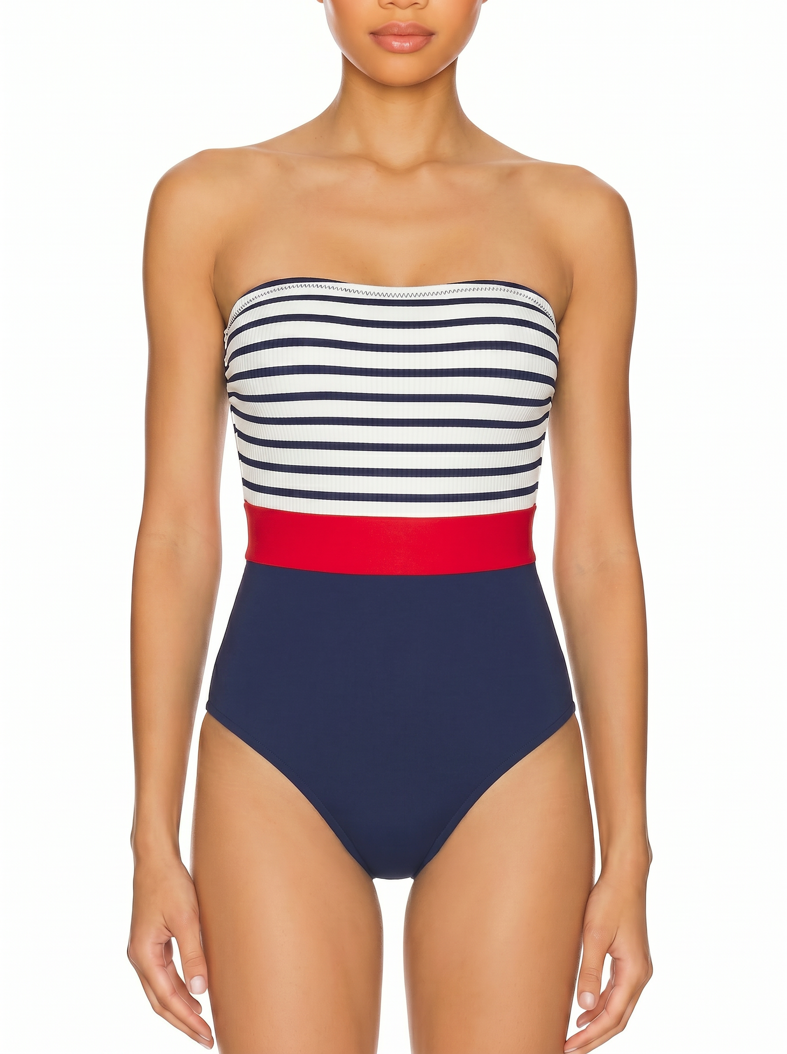 Colorblock Bandeau One-Piece Swimsuit