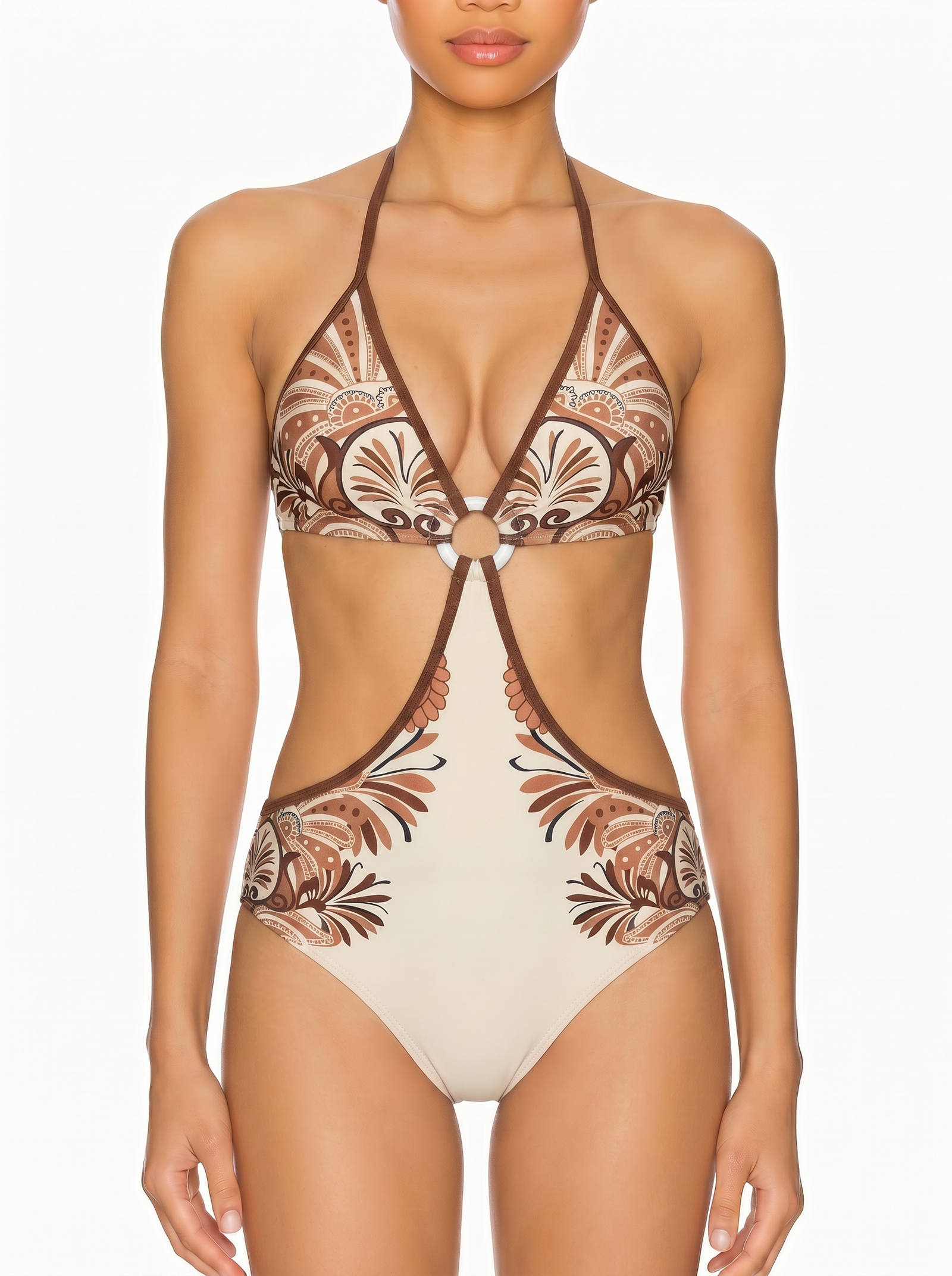 Ring-Detail Halter Monokini