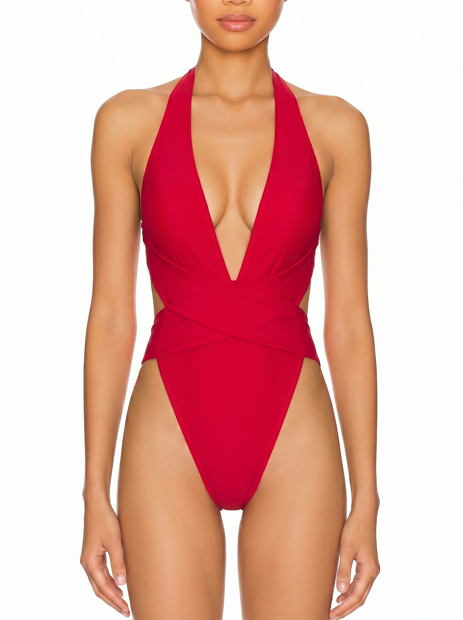 Crossback Halter One-Piece Swimsuit