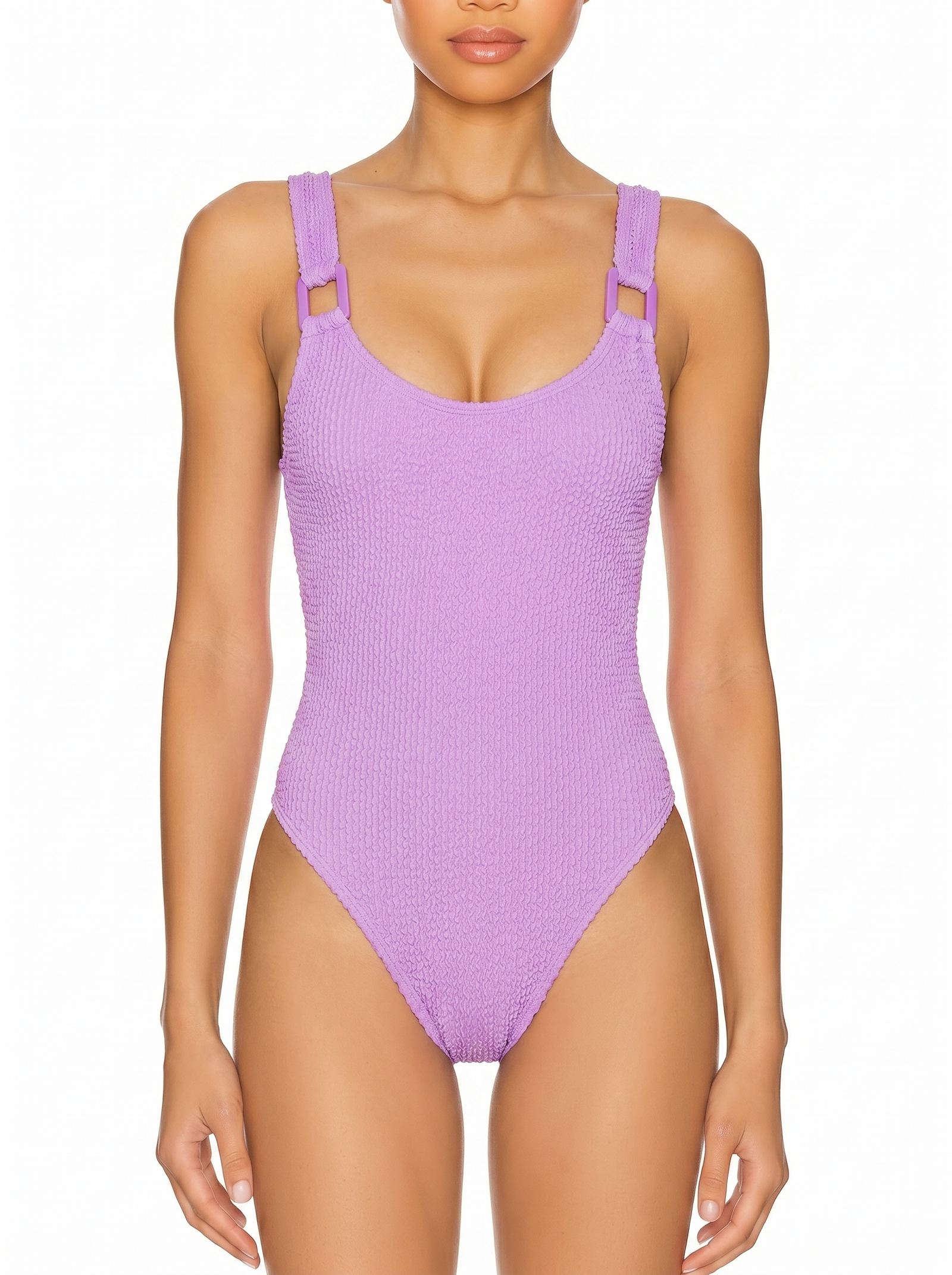 Square-Neck Wide-Strap One-Piece Swimsuit