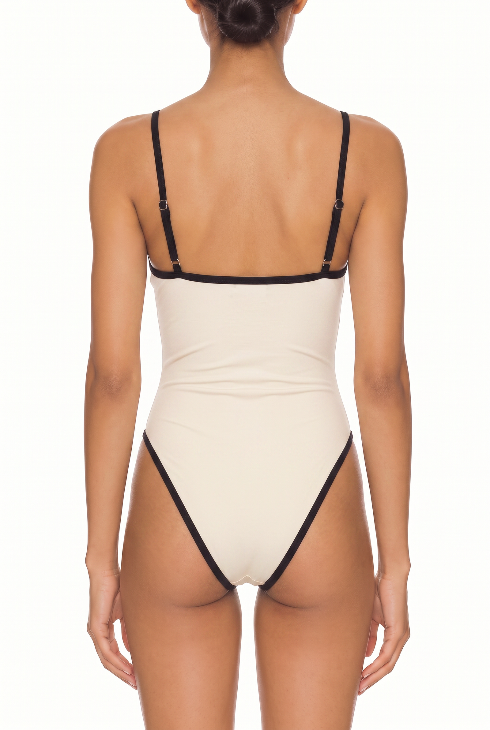 Piped Square-Neck One-Piece Swimsuit