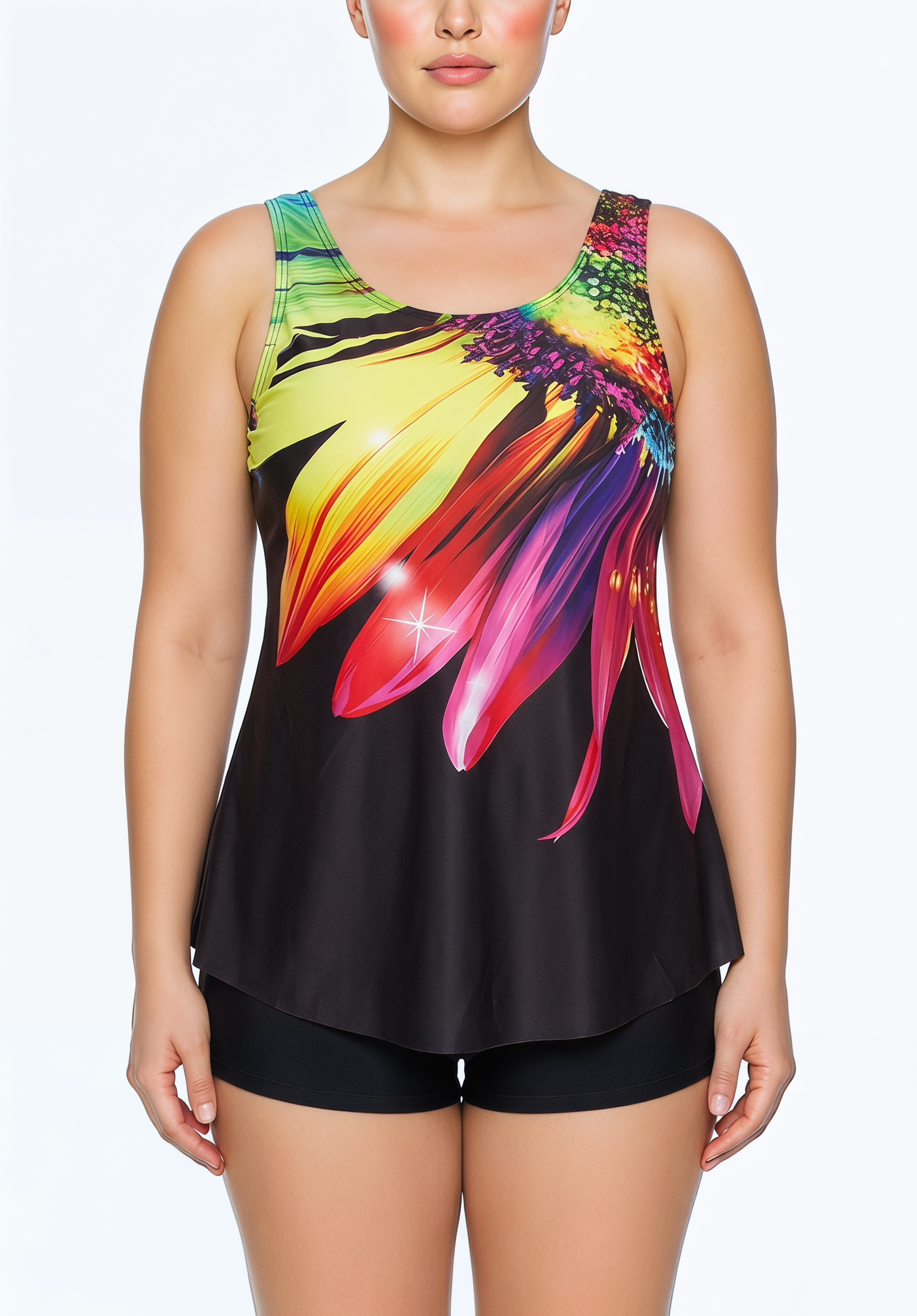 Scoop Neck Tankini Top and Boyshort Set