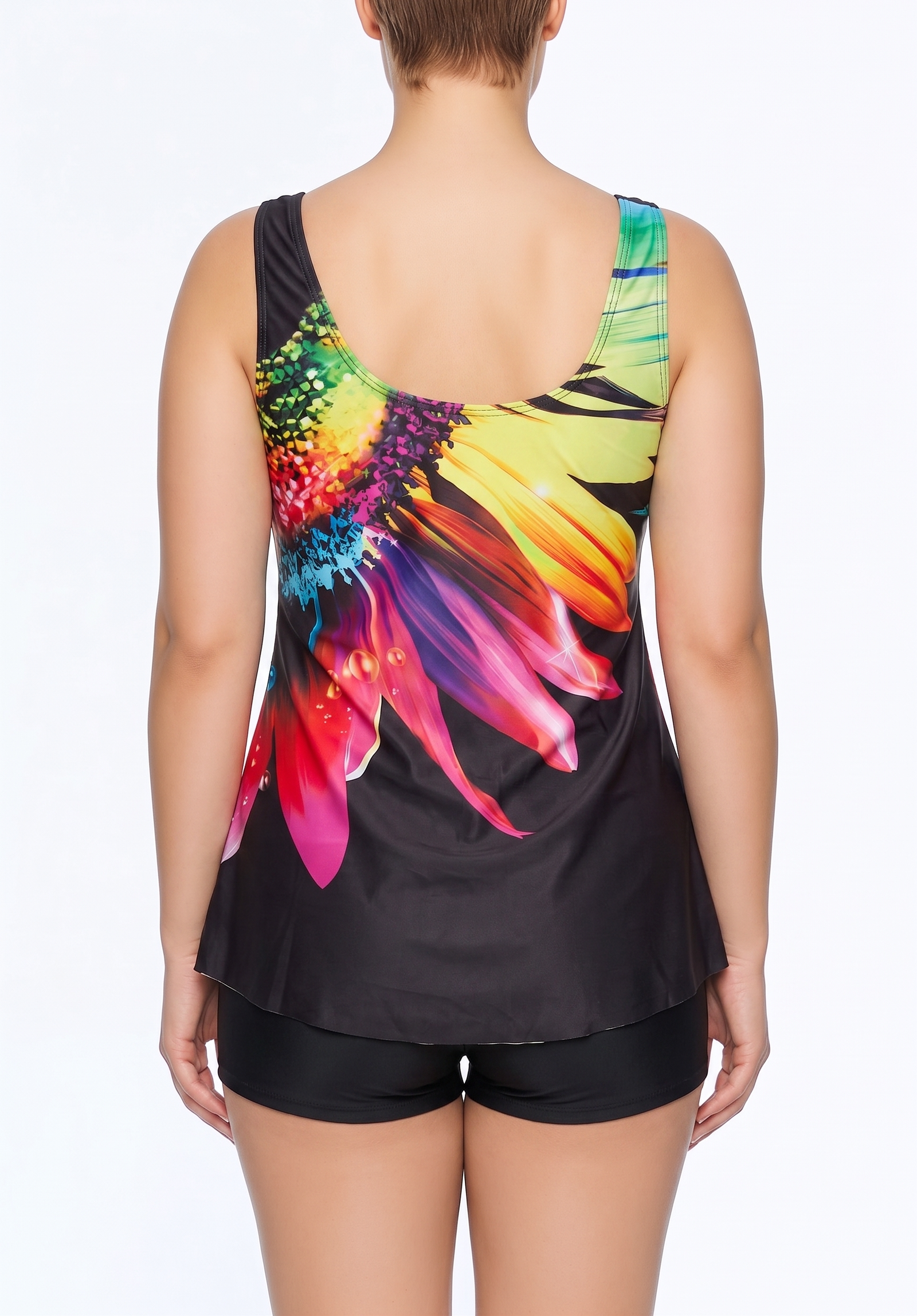 Scoop Neck Tankini Top and Boyshort Set