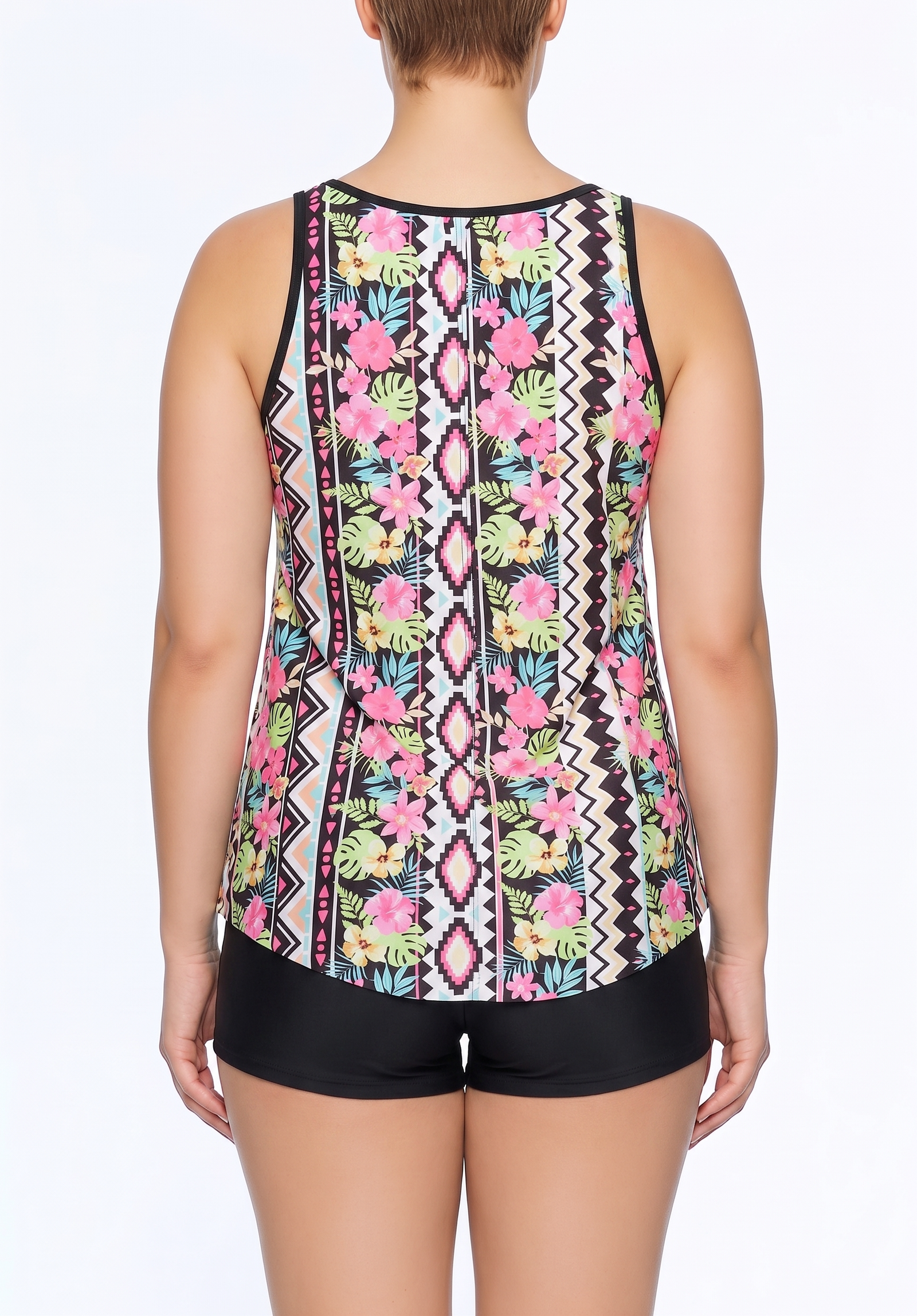 Tie-Front Tankini Top and Boyshort Set