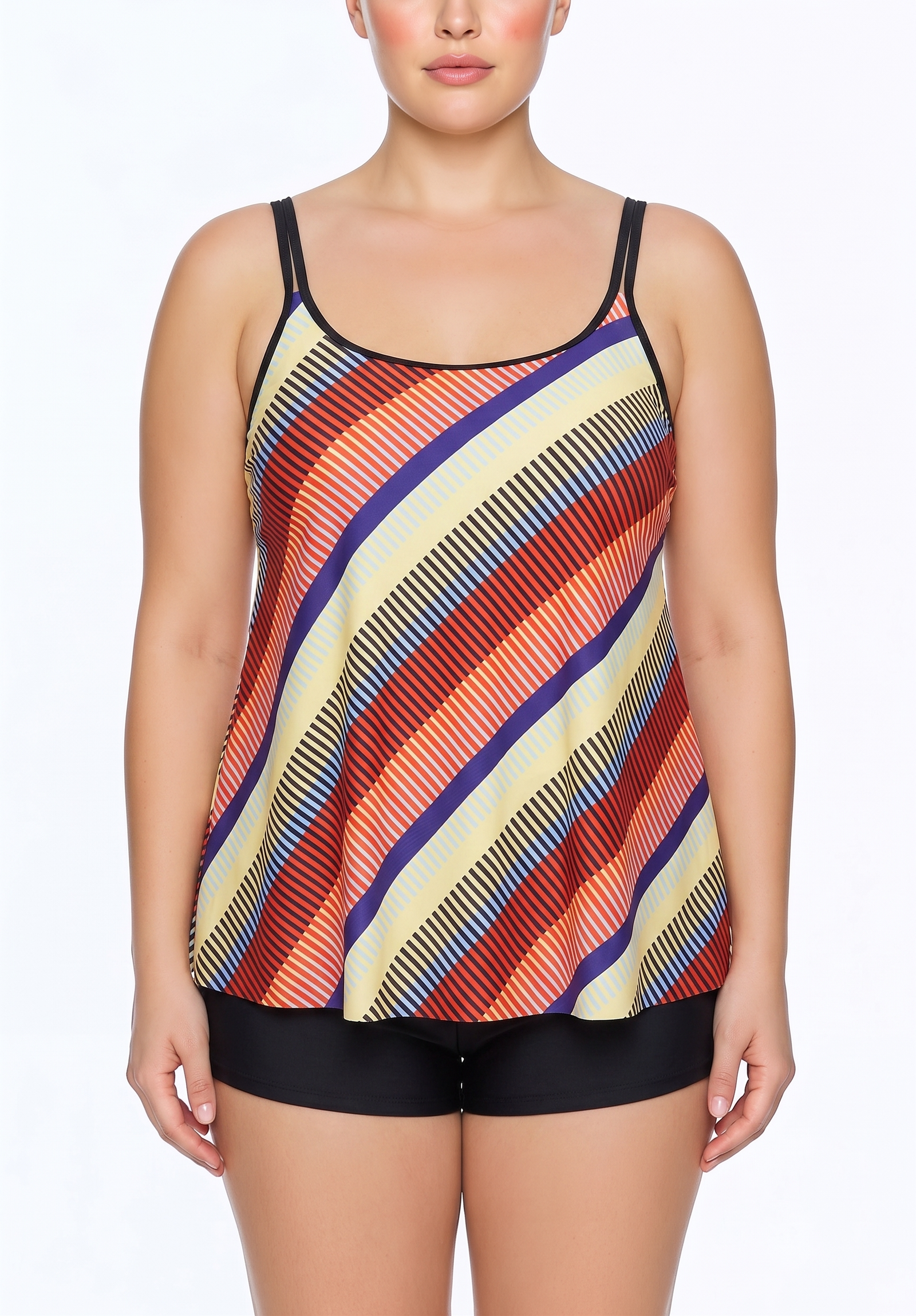 Adjustable Strap Tankini Top and Boyshort Set