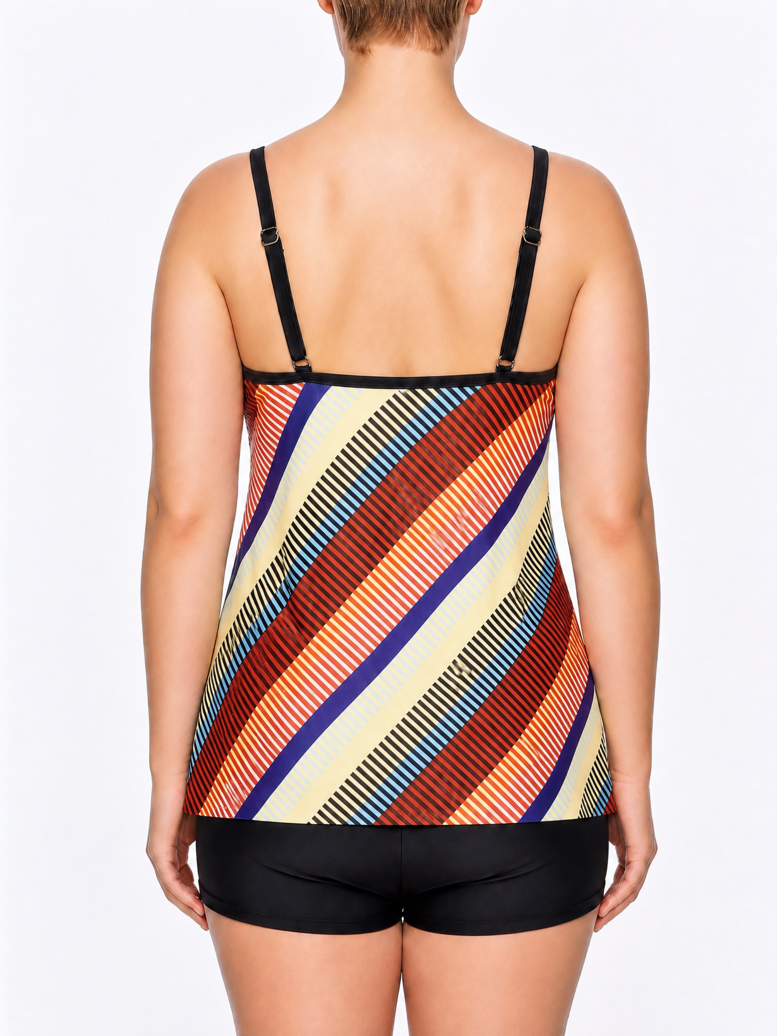 Adjustable Strap Tankini Top and Boyshort Set
