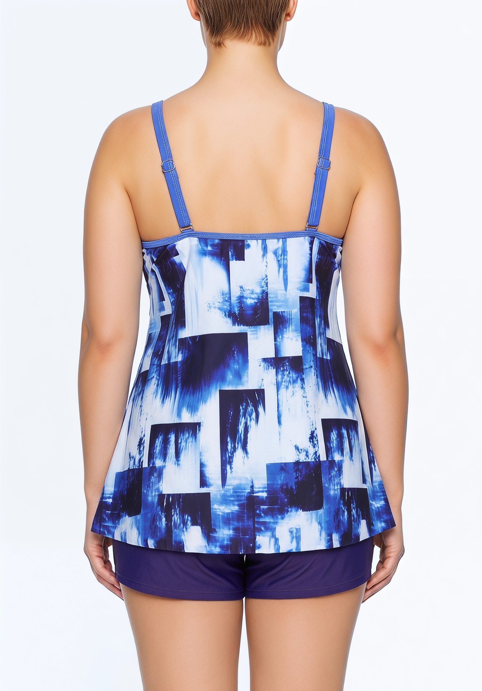 Ring-Detail Adjustable Strap Tankini and Boyshort Set
