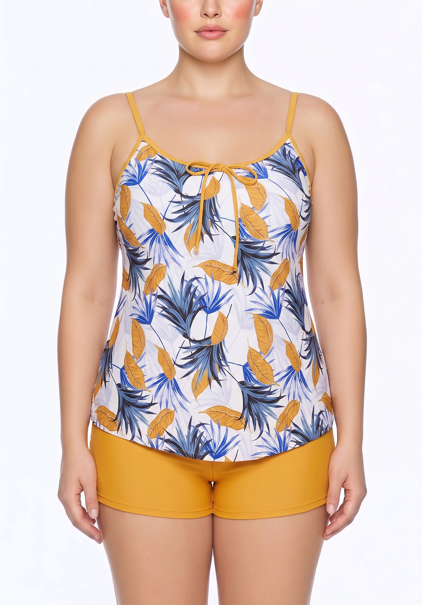 Tie-Front Camisole Tankini Set with Boyshorts