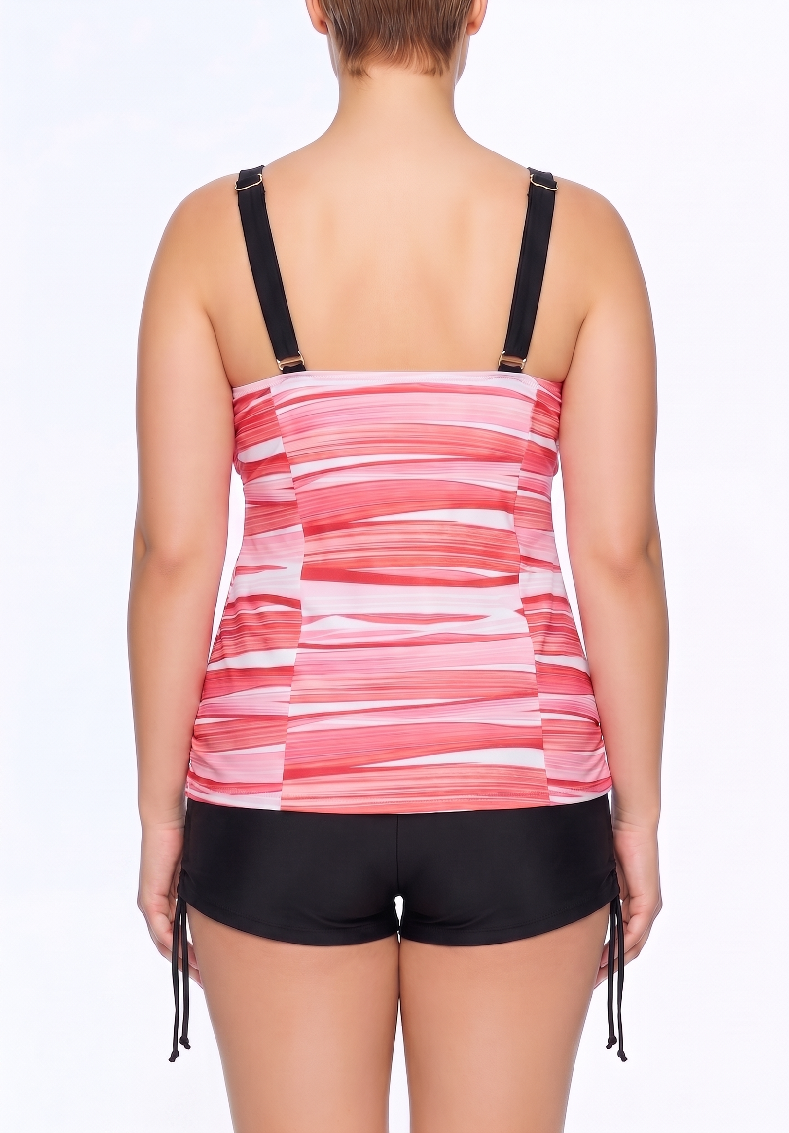 Twist-Front Tankini and Drawstring Boyshort Set