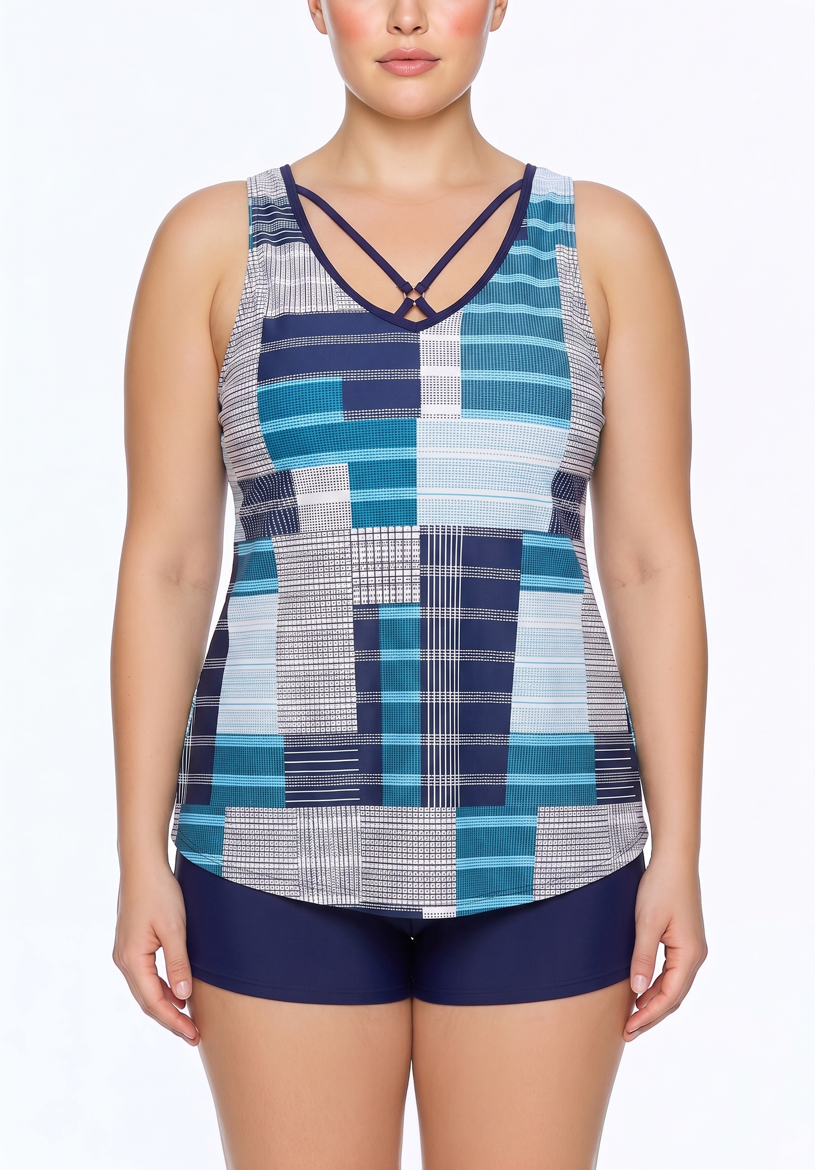 Crisscross Neck Tankini Top and Boyshort Set – New Variation