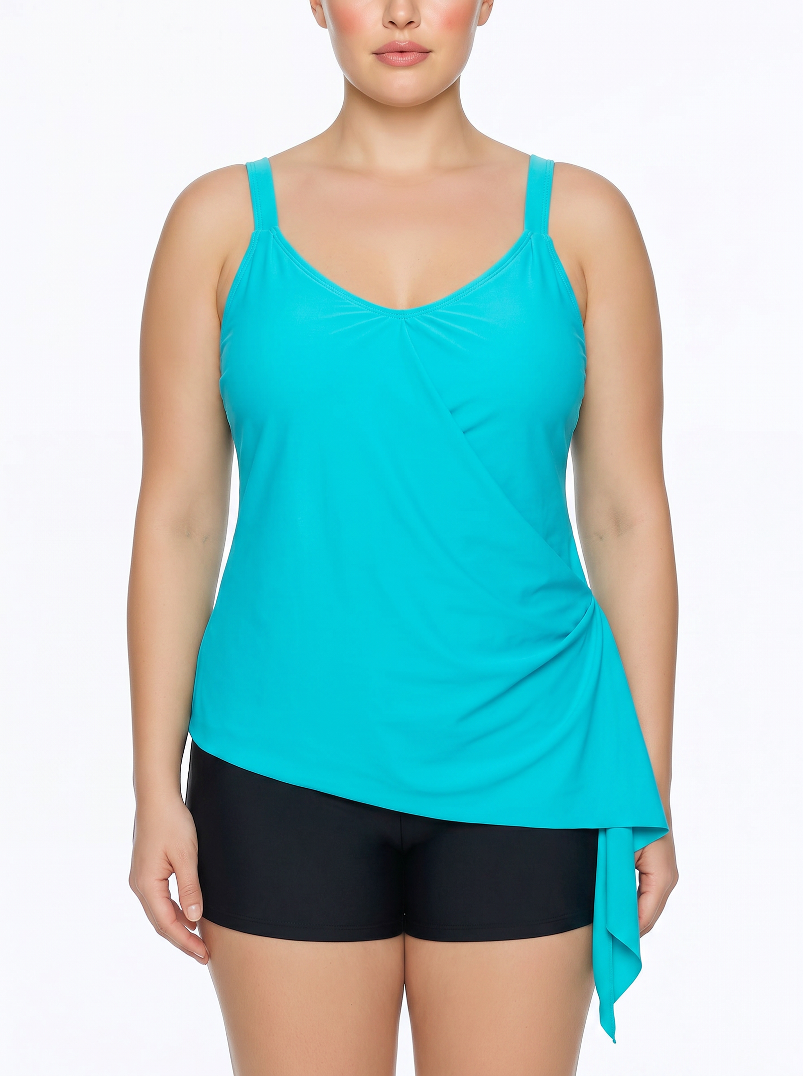 Tie-Side Wrap Tankini Top and Boyshort Set