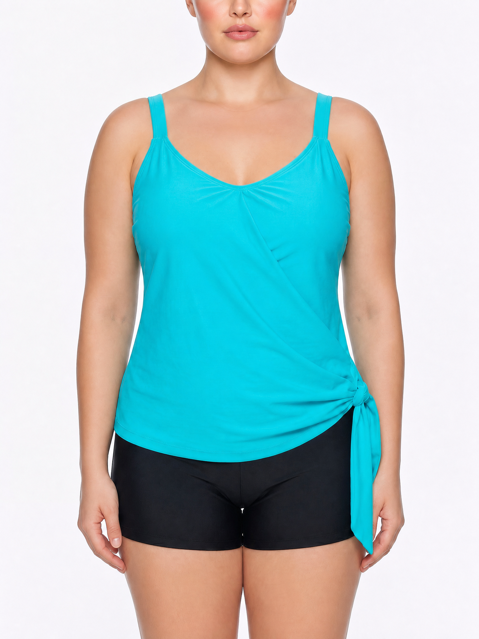 Tie-Side Wrap Tankini Top and Boyshort Set