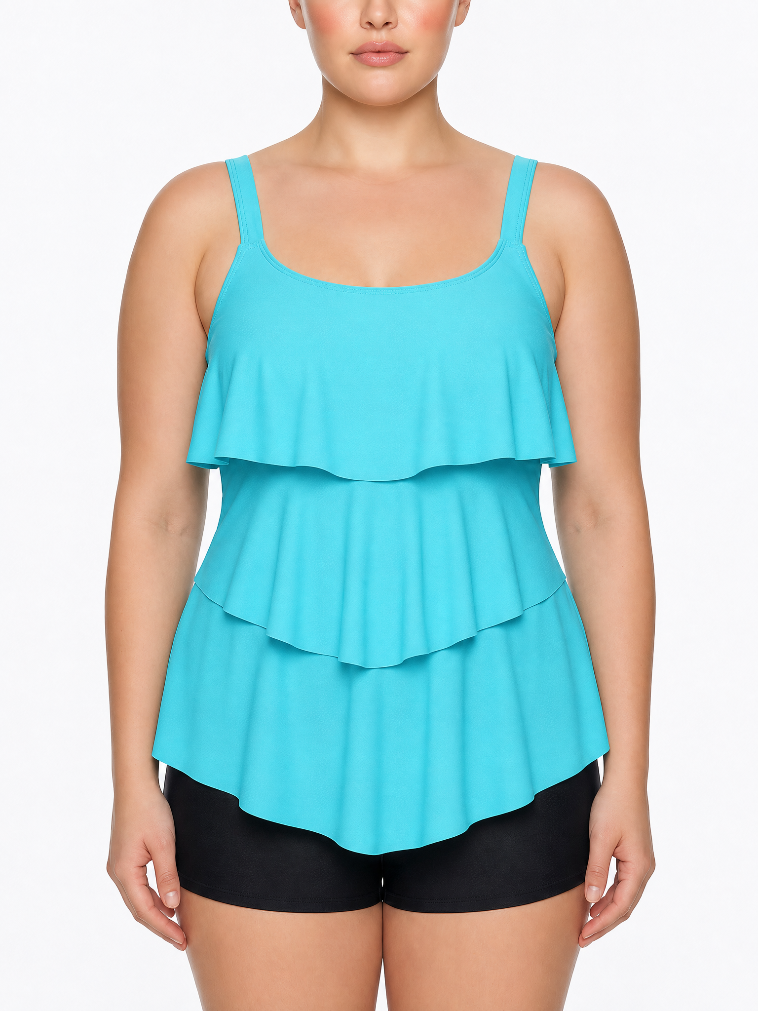 Tiered Ruffle Tankini Top and Boyshort Set
