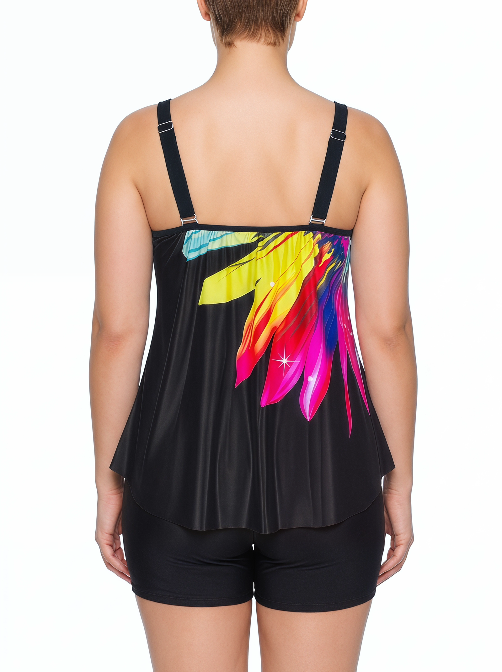 Double-Strap Tie-Front Tankini and Boyshort Set