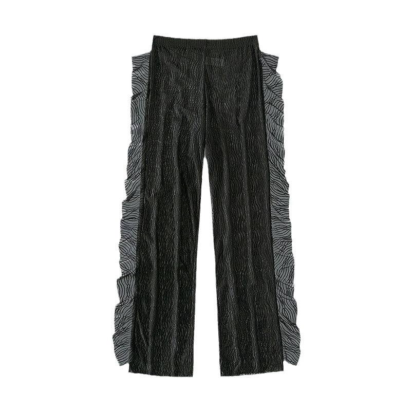 Sheer Ruffle Trim Wide Leg Beach Cover-Up Pants view 5