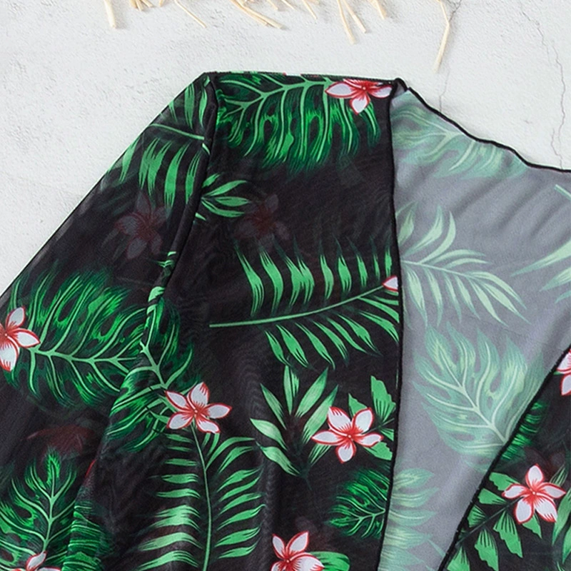 Women's Sheer Long Sleeve Kimono Swim Cover-Up Cardigan view 4