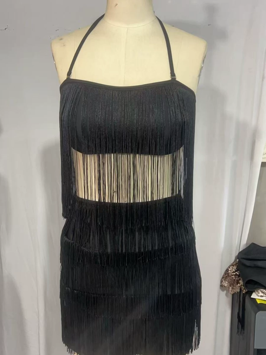 Halter Neck Tiered Fringe Cover-Up Dress