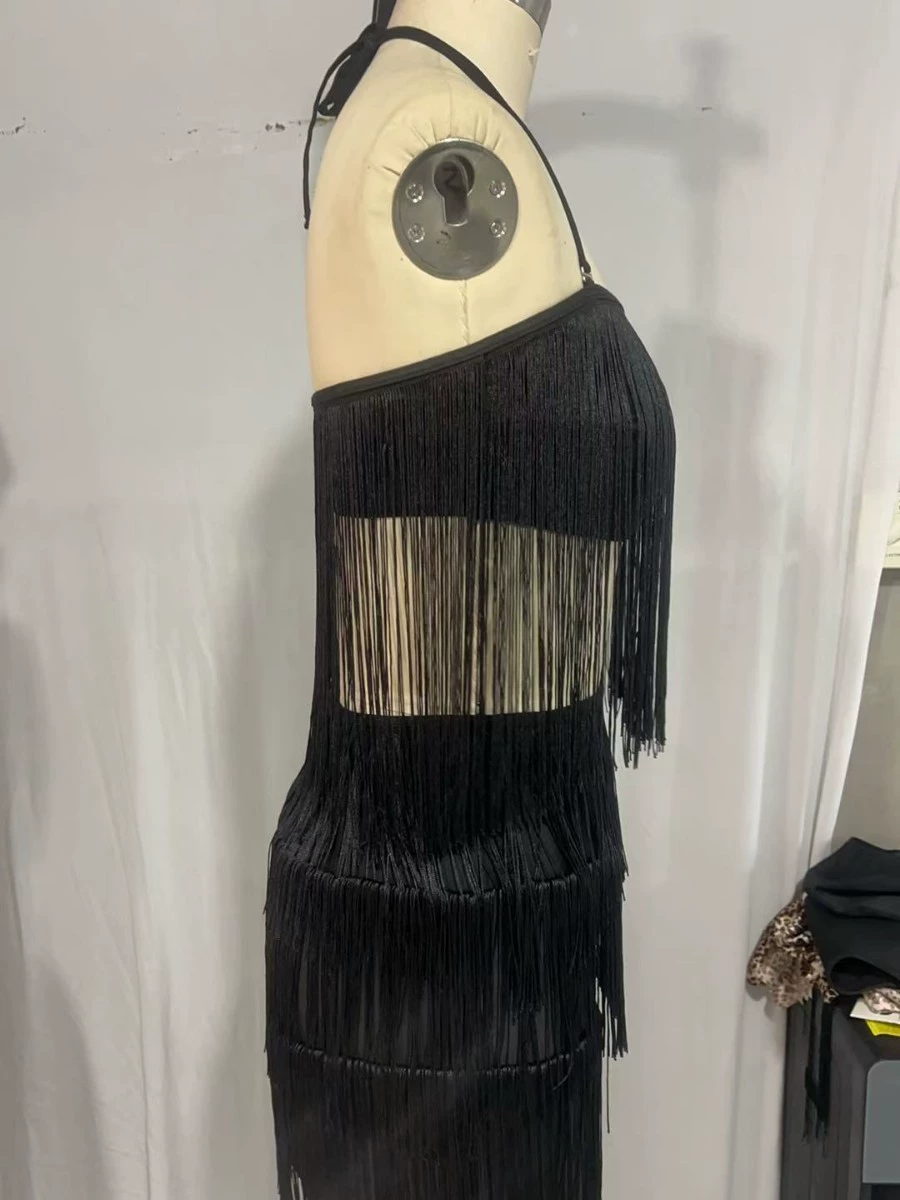 Halter Neck Tiered Fringe Cover-Up Dress