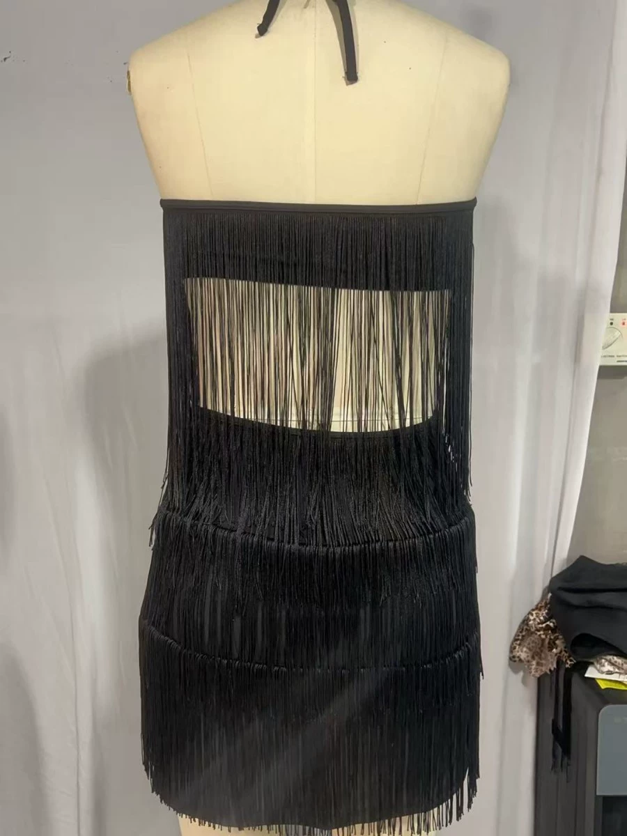 Halter Neck Tiered Fringe Cover-Up Dress view 3