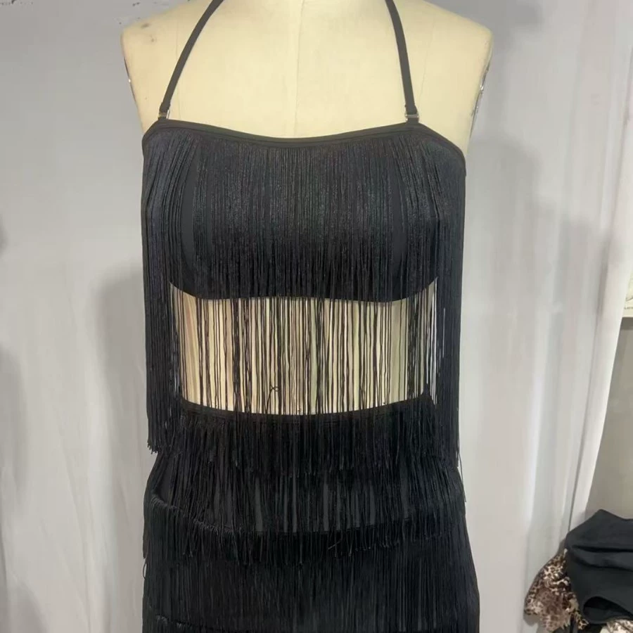 Halter Neck Tiered Fringe Cover-Up Dress view 4
