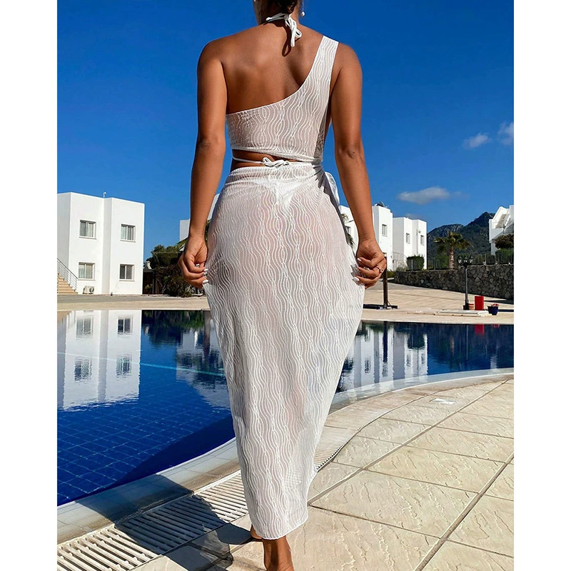 One-Shoulder Crop Top and Wrap Skirt Set