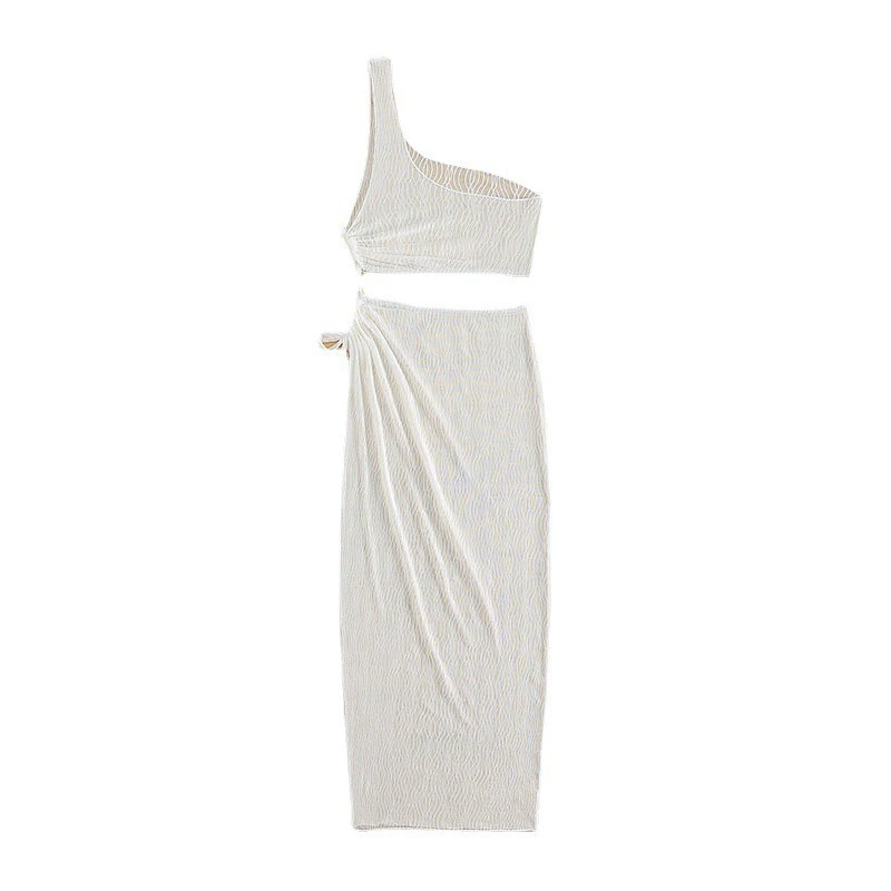 One-Shoulder Crop Top and Wrap Skirt Set view 5